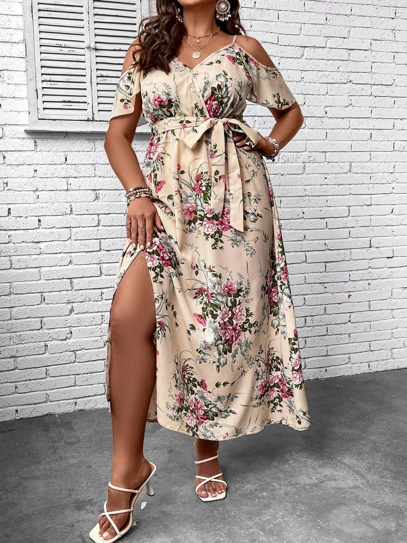 Women's Plus Size Short Sleeve Long Dress