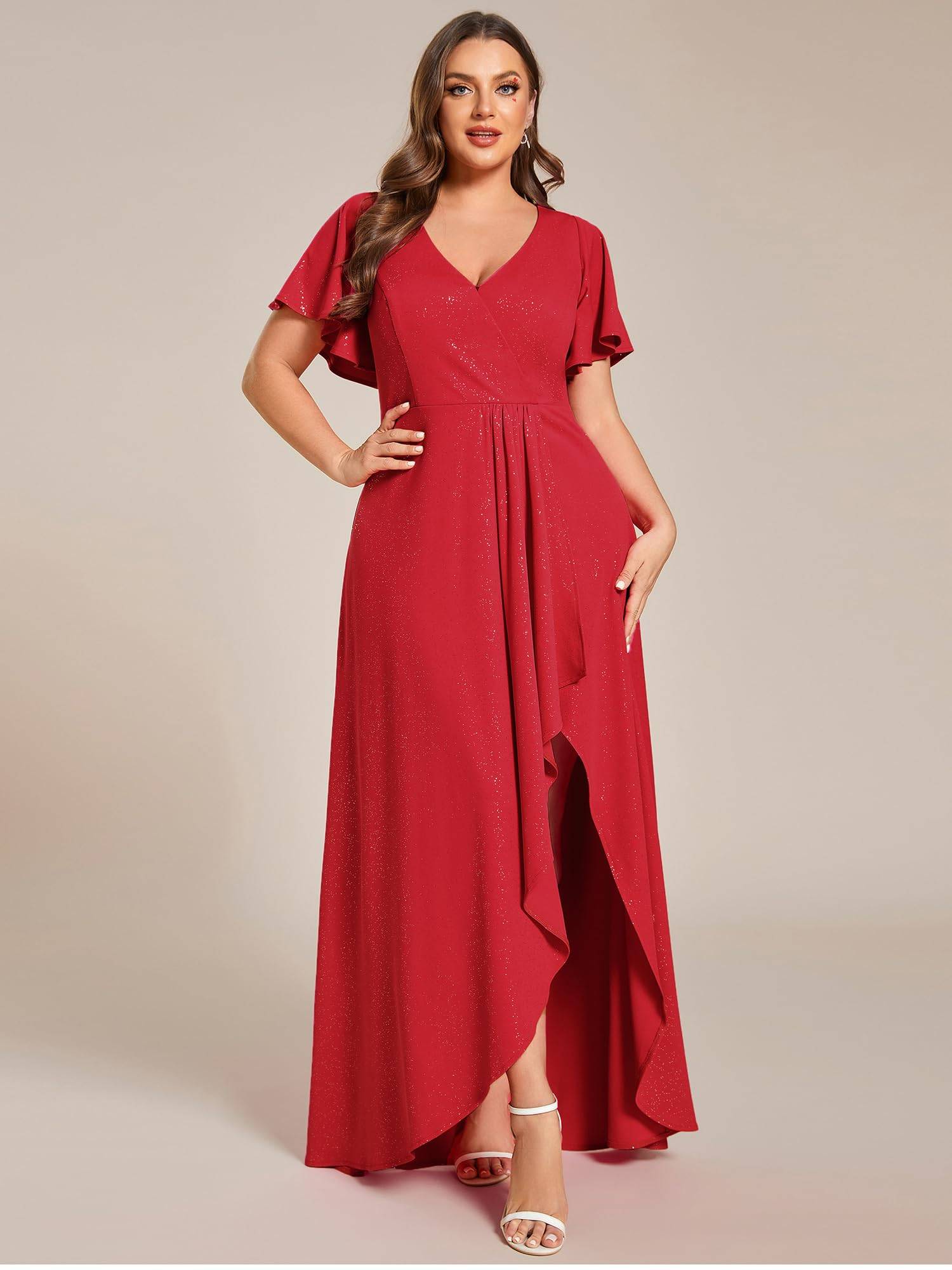 Women's Glitter A-line Plus Size Formal Dresses