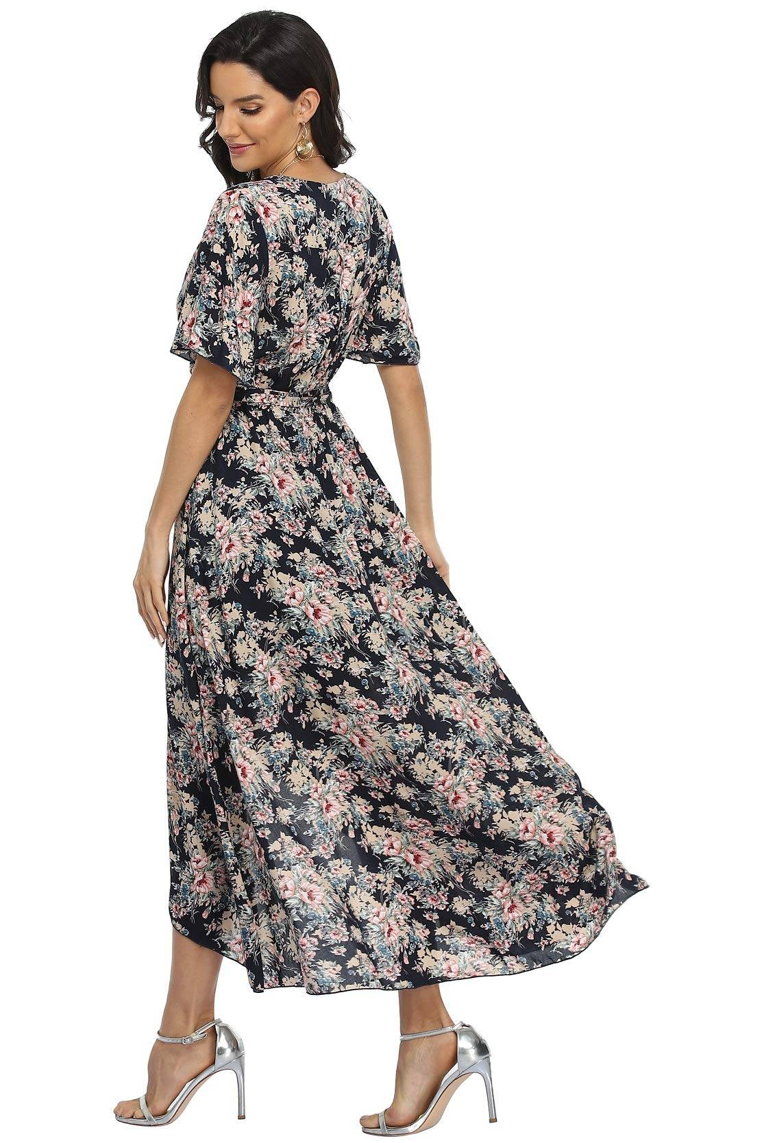 Women's Wrap V Neck Floral Summer Dresses Maxi