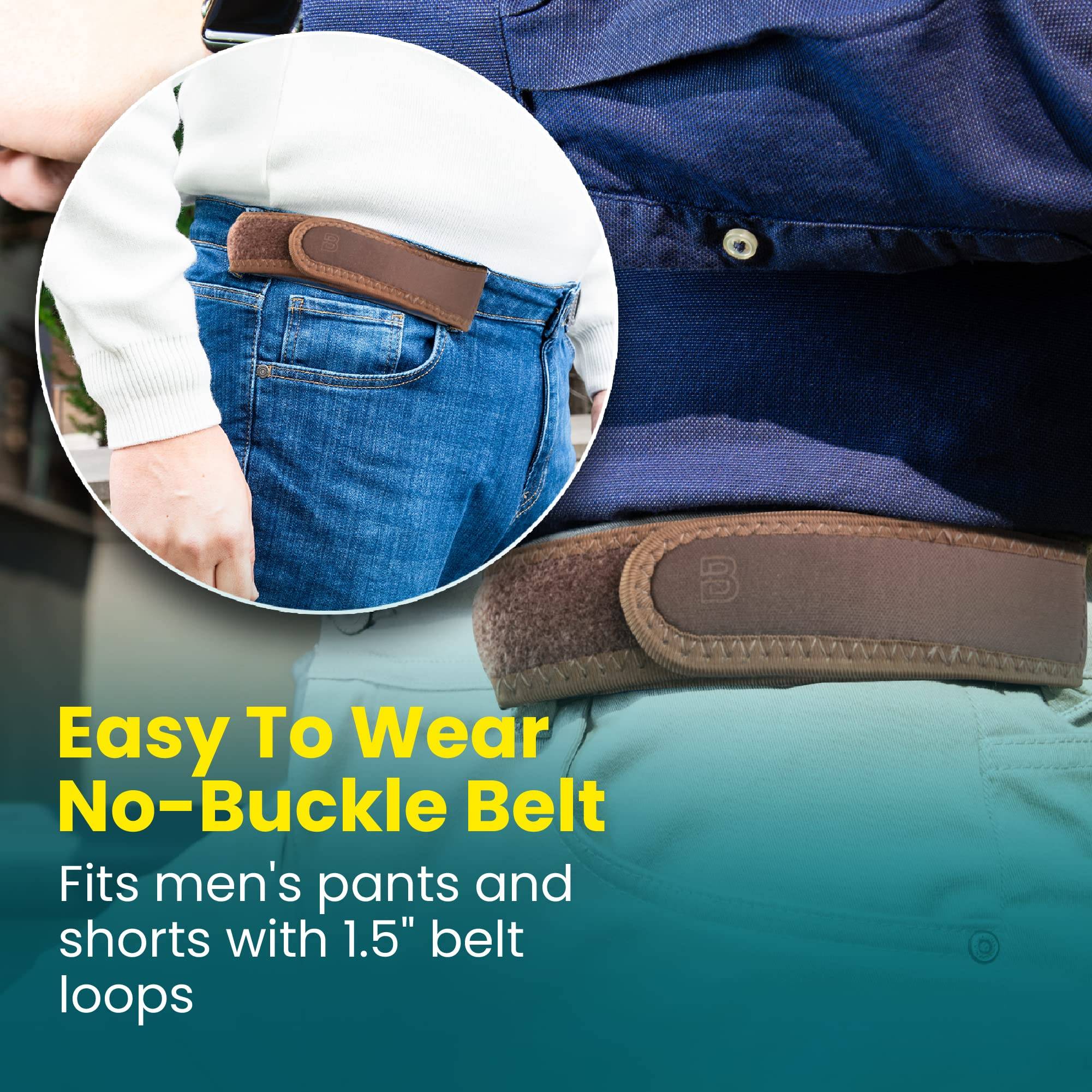 Belt-Free Elastic Belt With Ultra-Soft Edge Padding - Fits 1.5 Inch Belt Loops