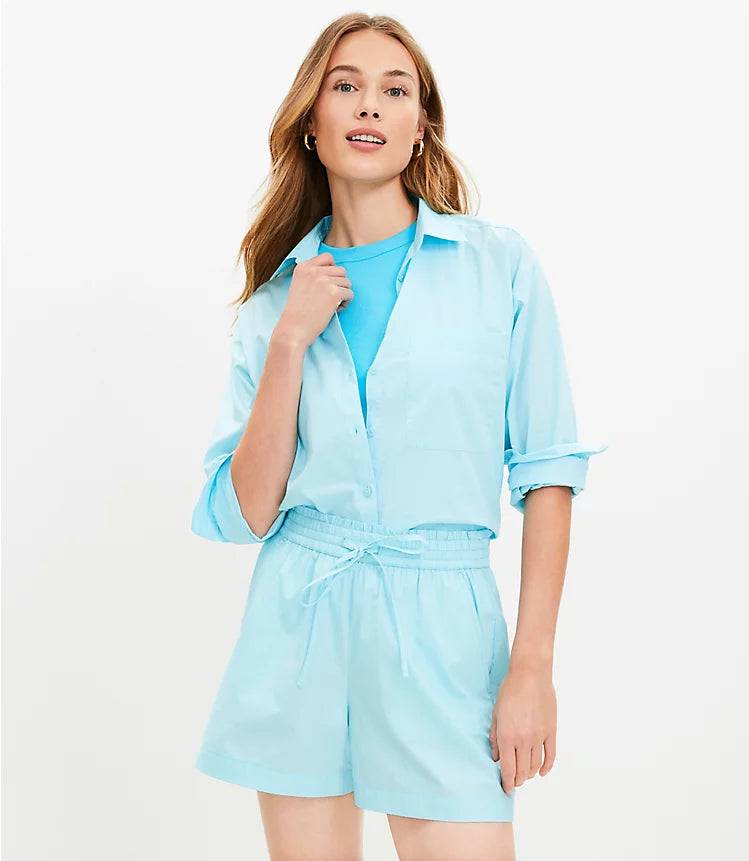 Pull On Shorts in Poplin