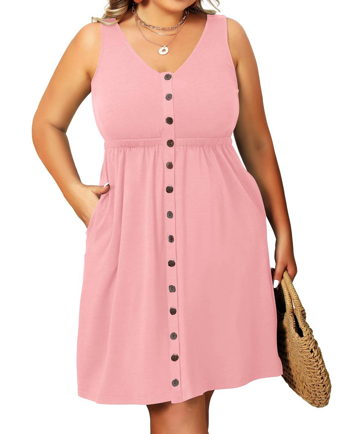 Women's Plus Size Summer Dresses Pockets A-Line