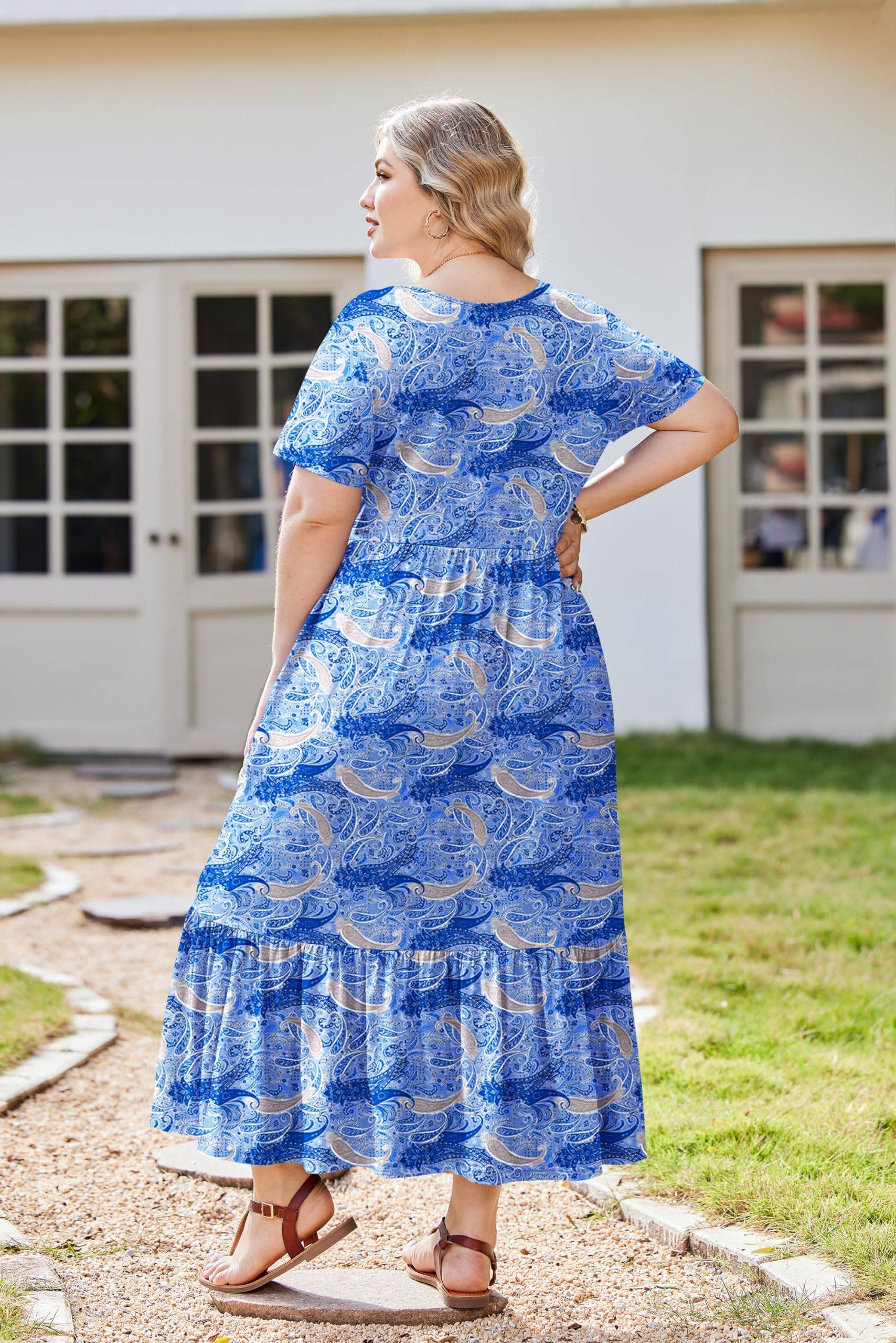 Women Plus Size Long Maxi Dresses with Pockets