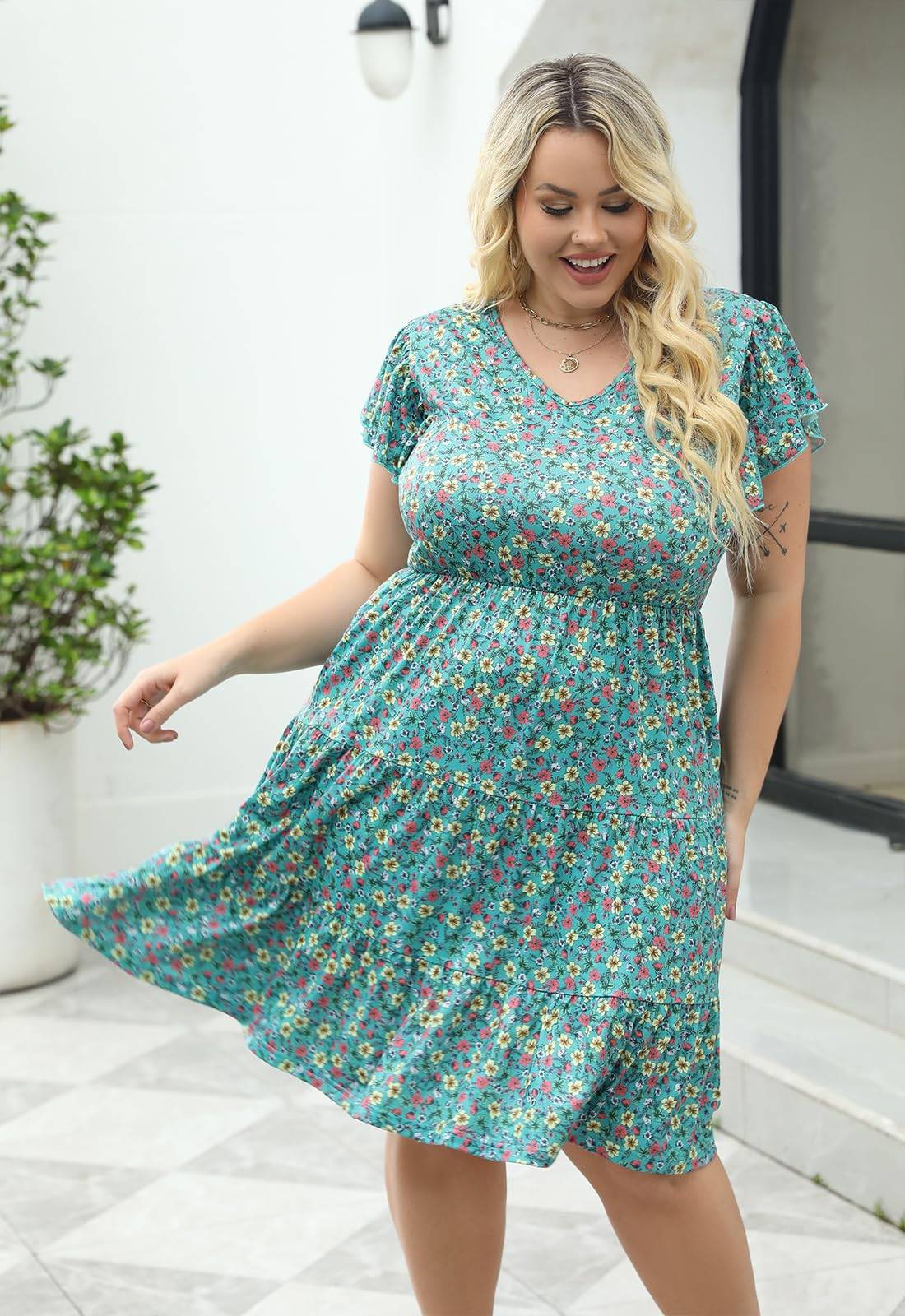 Womens Plus Size dresses Midi Dress with Pockets