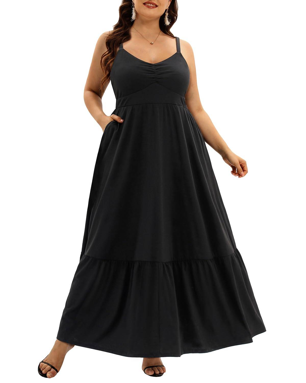 Women's Plus Size Maxi Sun Dress Sundress Pockets