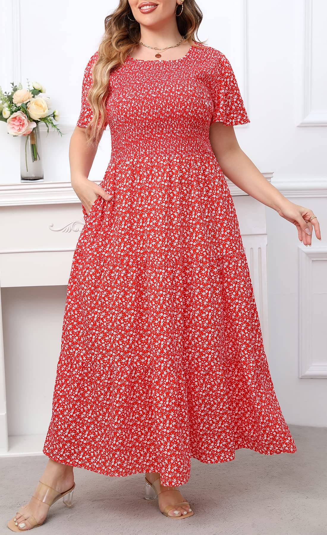 Women's Plus Size Maxi Dress Floral Boho Dress