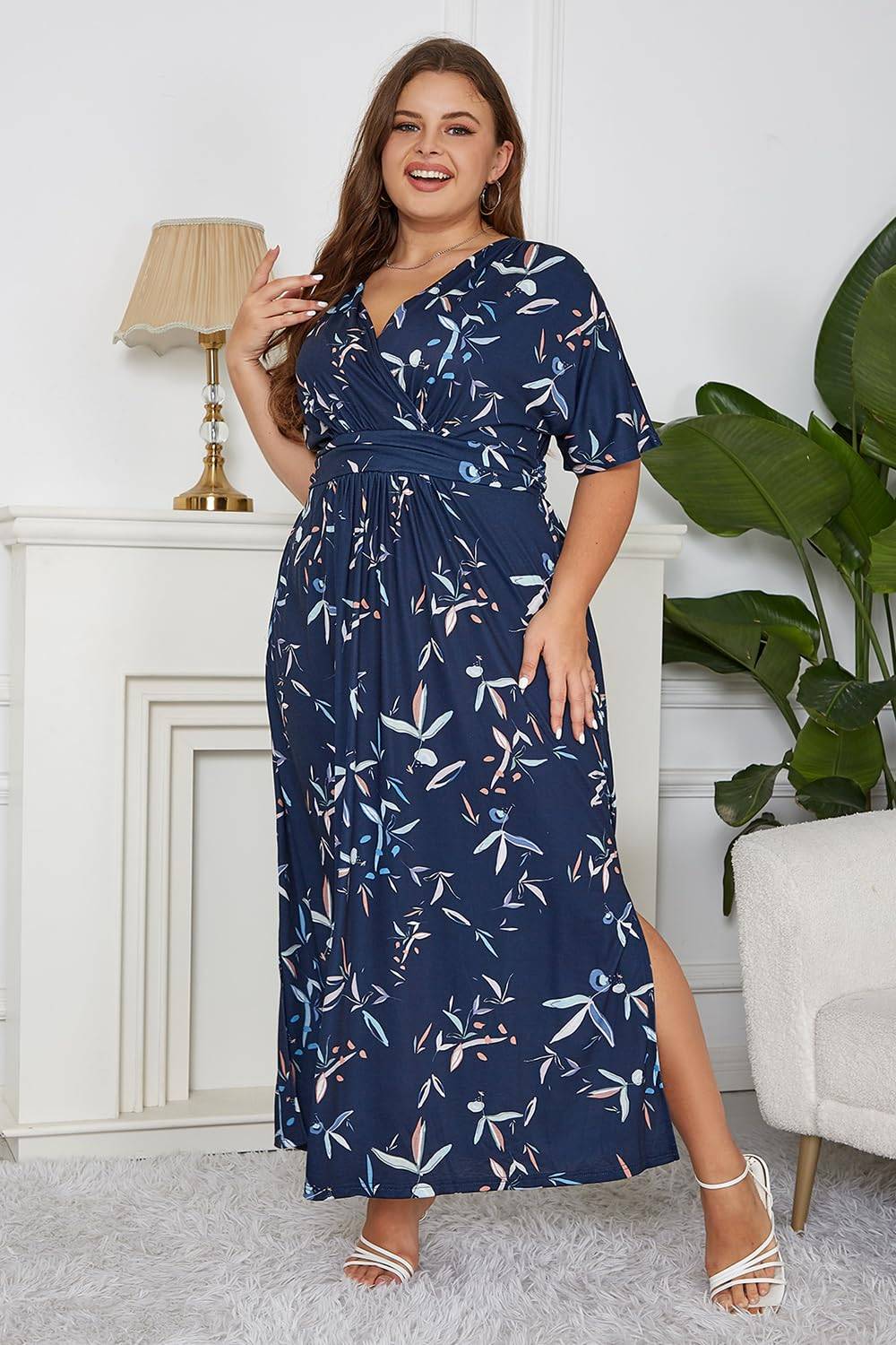 Plus Size Maxi Dresses Women Boho Floral