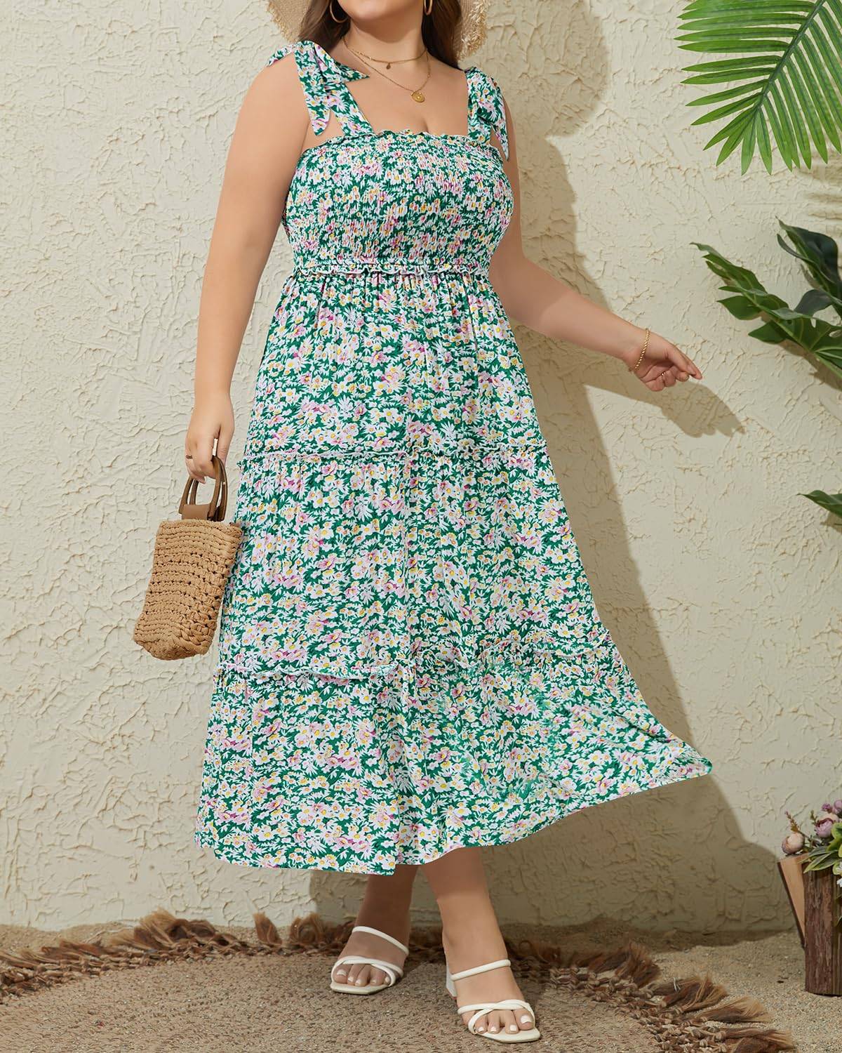 Women's Plus Size Strap Maxi Beach Long Dress