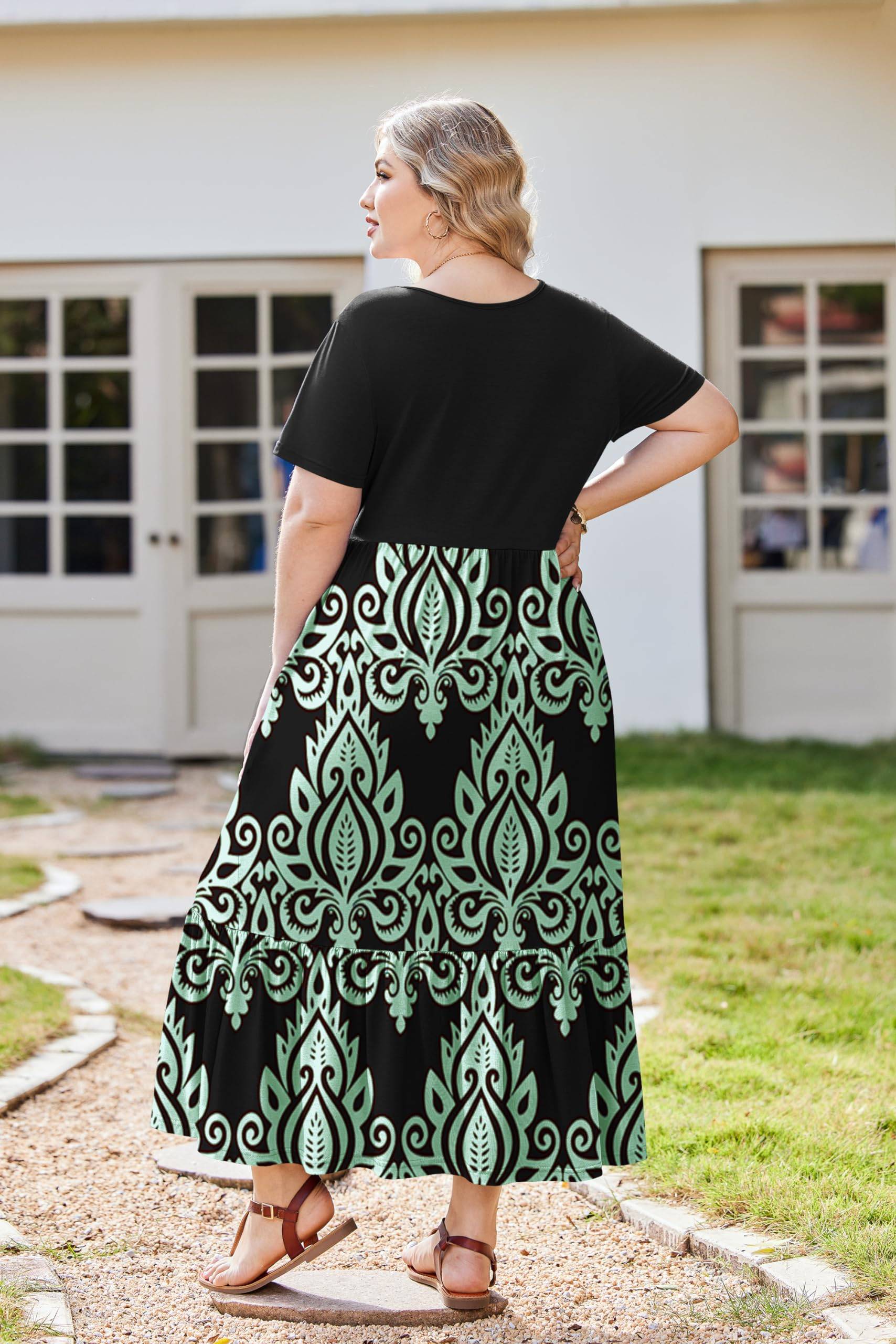 Women Plus Size Long Maxi Dresses with Pockets