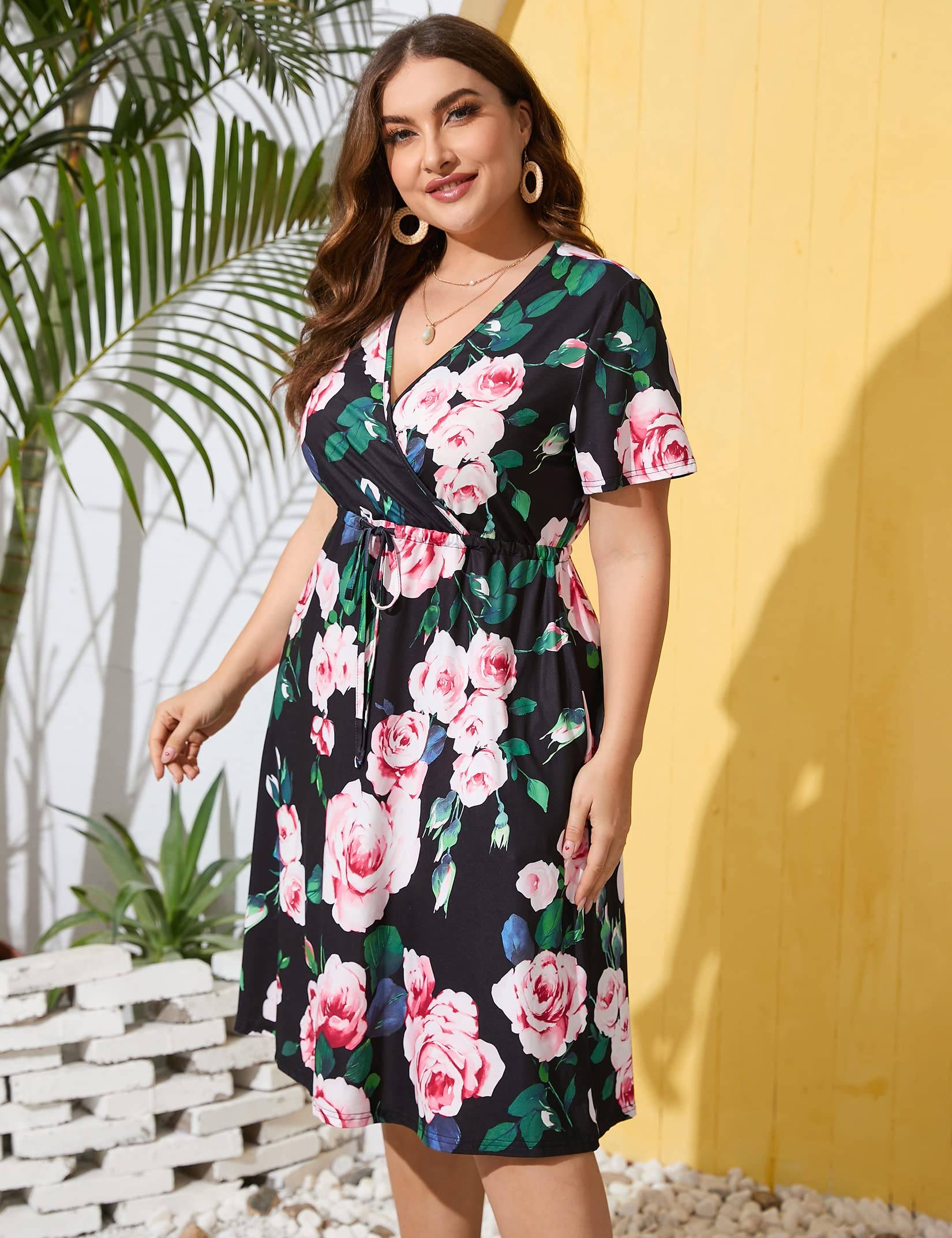 Plus Size Summer Dress Women's A Line Midi Dresses