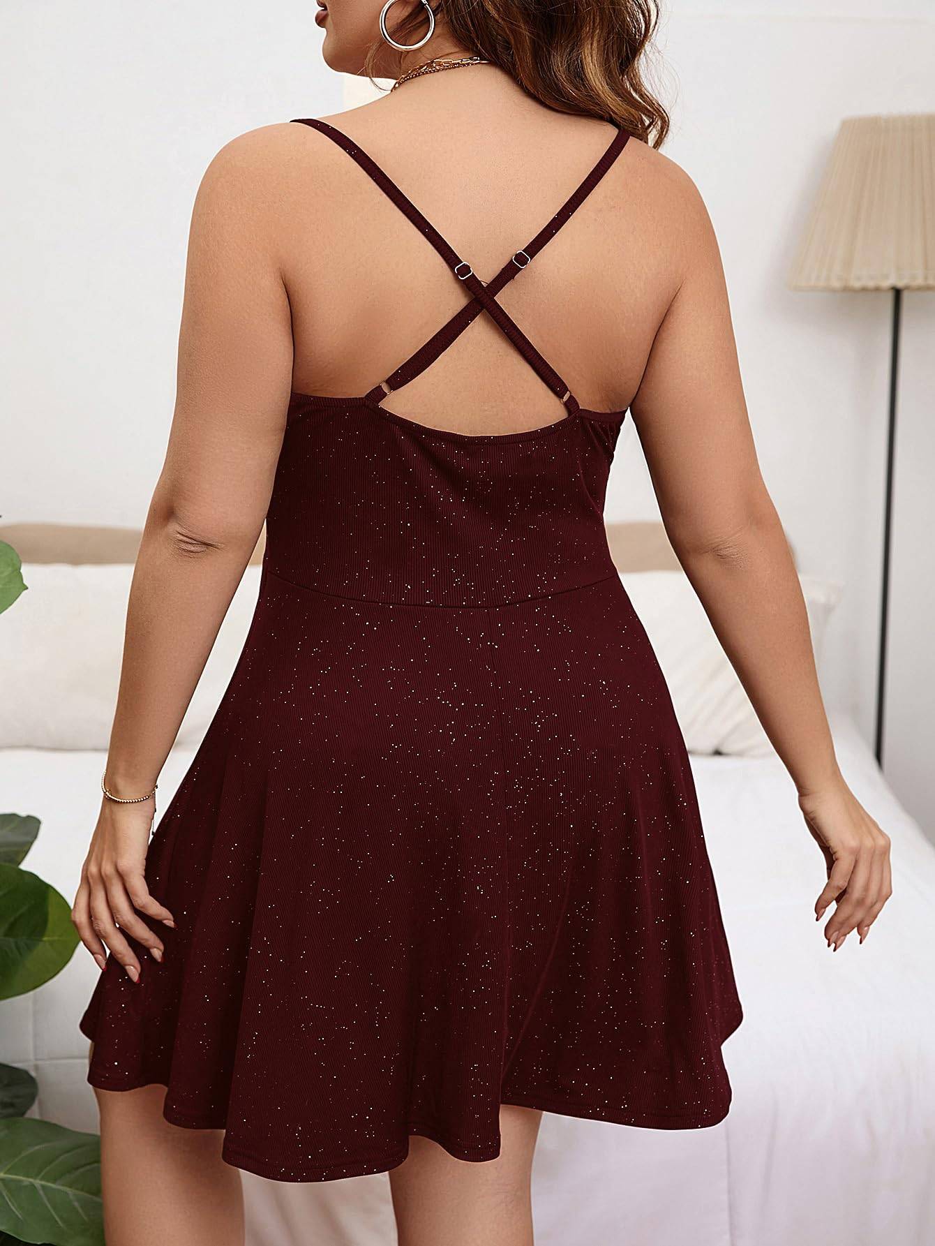 Women's Plus Size Sleeveless Glitter Dress