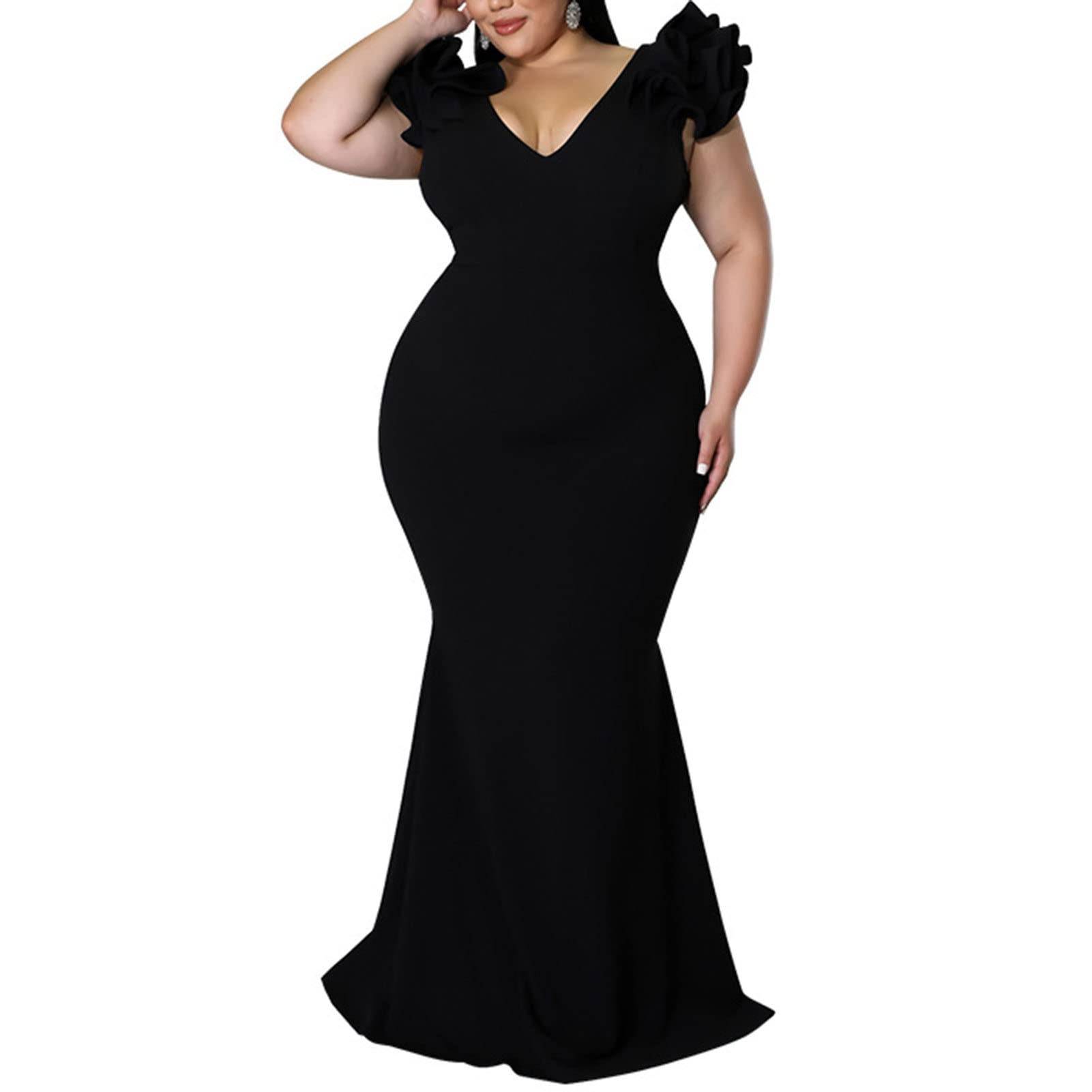 Women's Plus Size Maxi V-Neck Formal Dresses