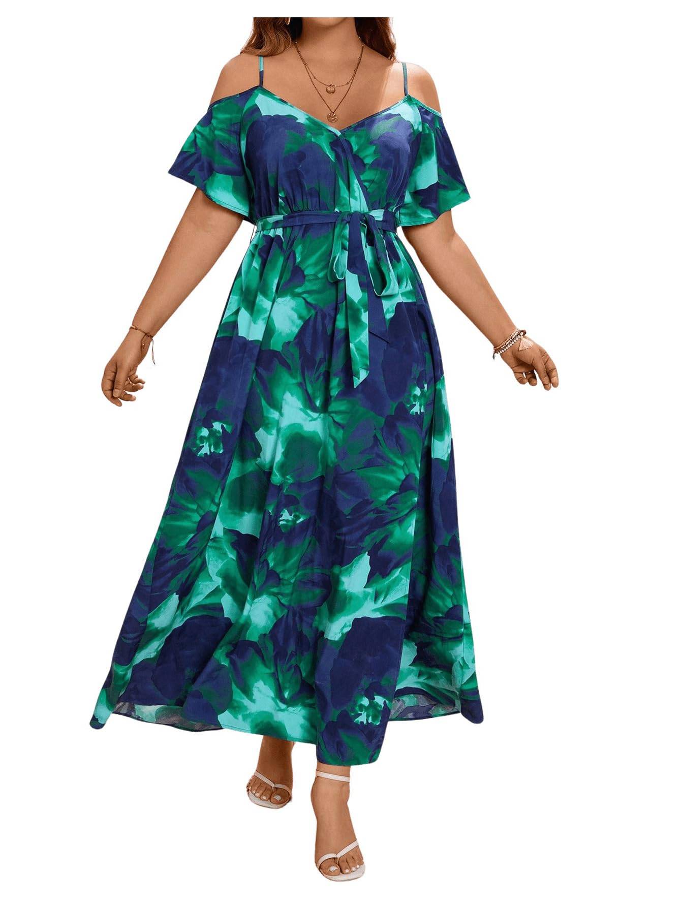 Women's Plus Size Short Sleeve Long Dress