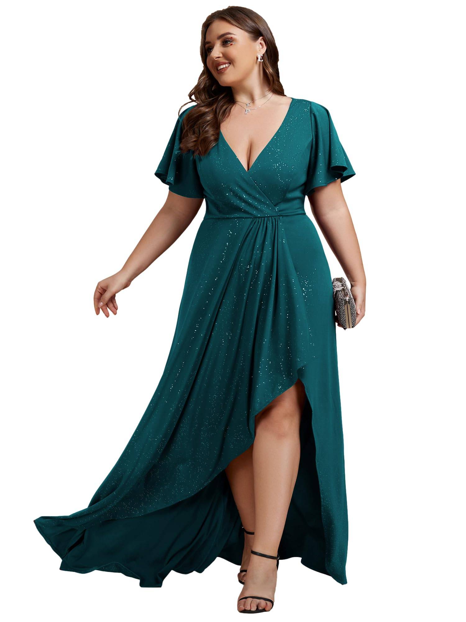 Women's Glitter A-line Plus Size Formal Dresses