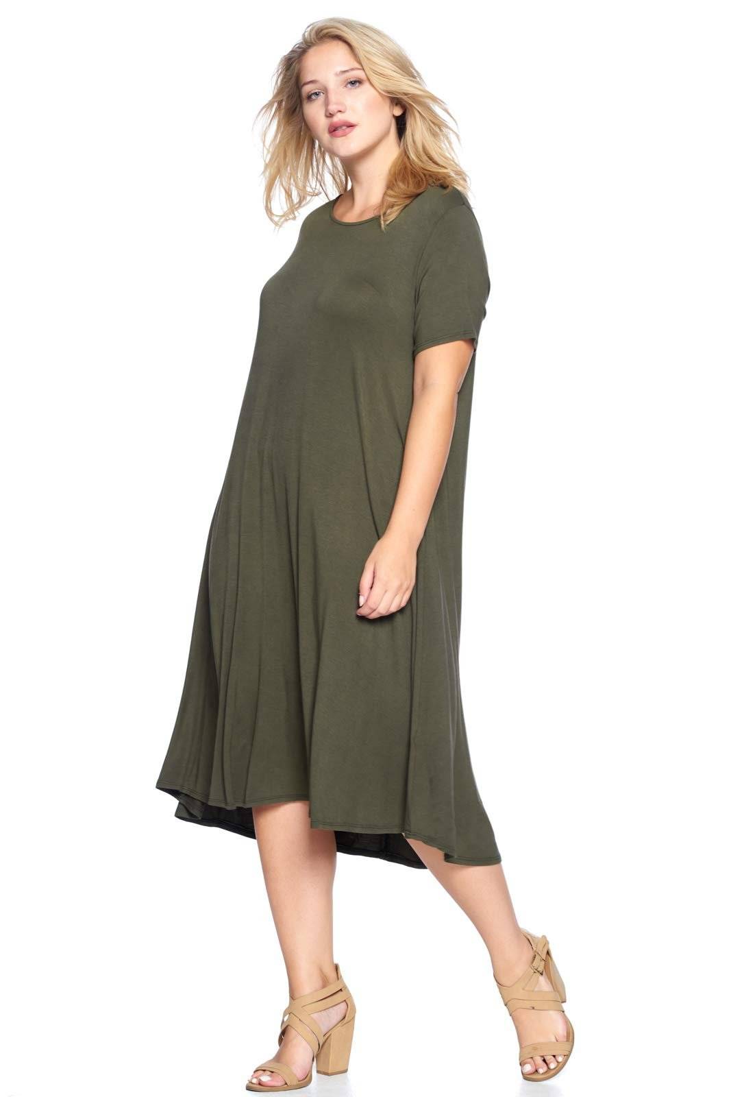 Women's Plus Size A-Line Pocket Midi Dress