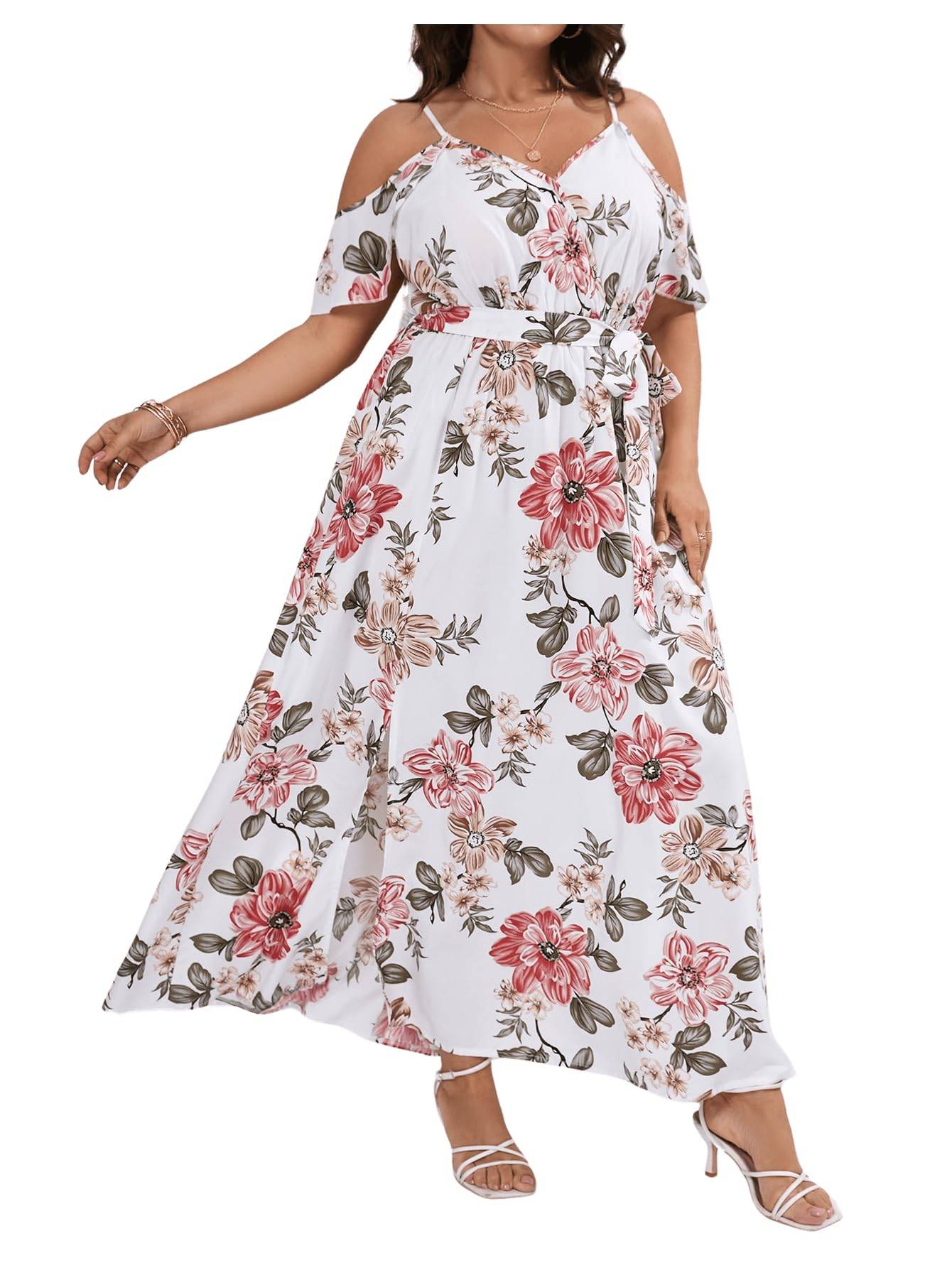 Women's Plus Size Short Sleeve Long Dress