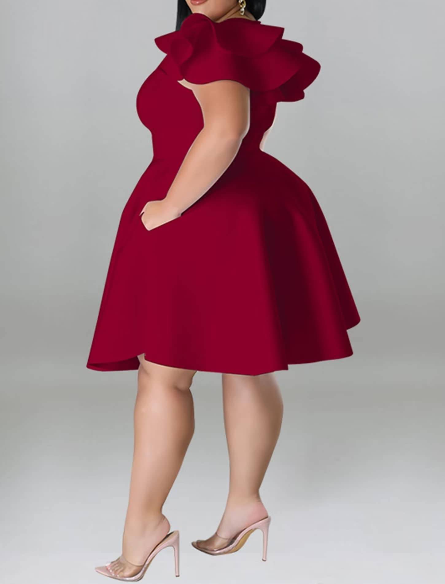 Women's Plus Size A Line Party Dress with Pockets