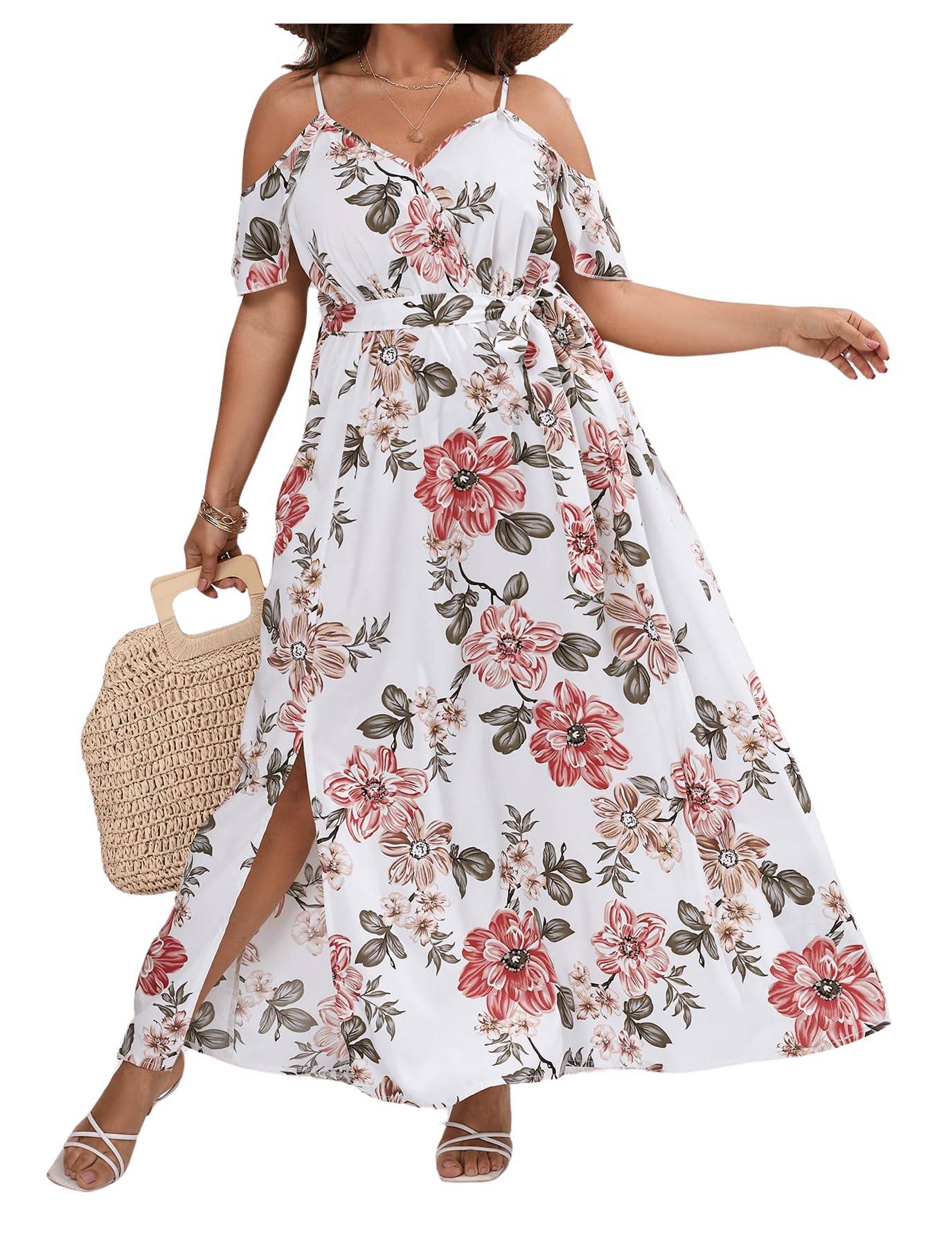 Women's Plus Size Short Sleeve Long Dress