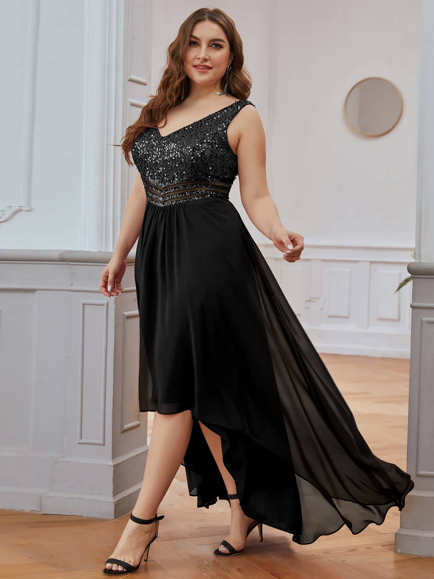 Plus Women V Neck Maxi Formal Party Dress