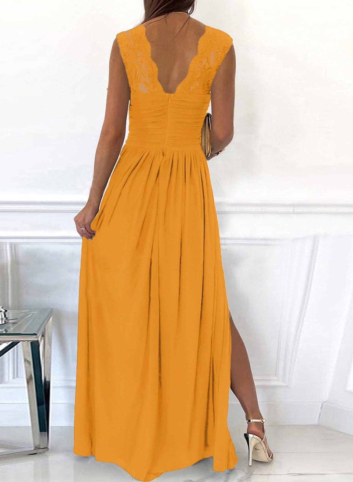 Womens Wrap V-Neck Sexy Wedding Guest Maxi Dresses