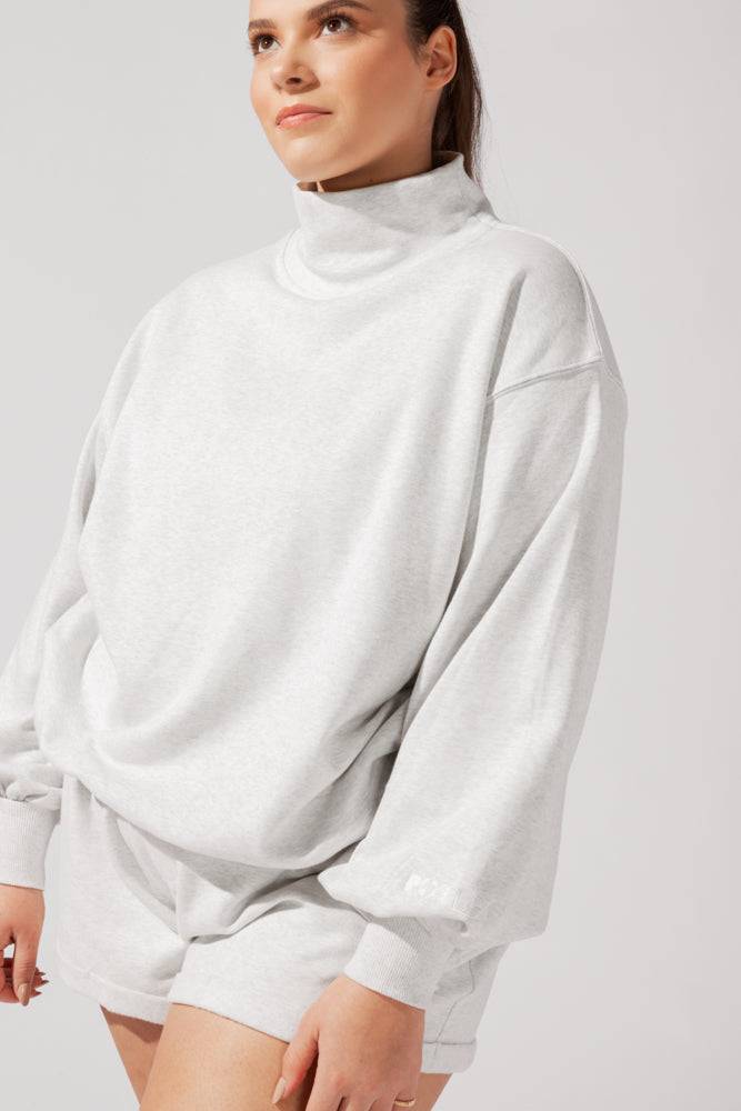   Gooey Mockneck Sweatshirt with Pockets - Light Heather Grey