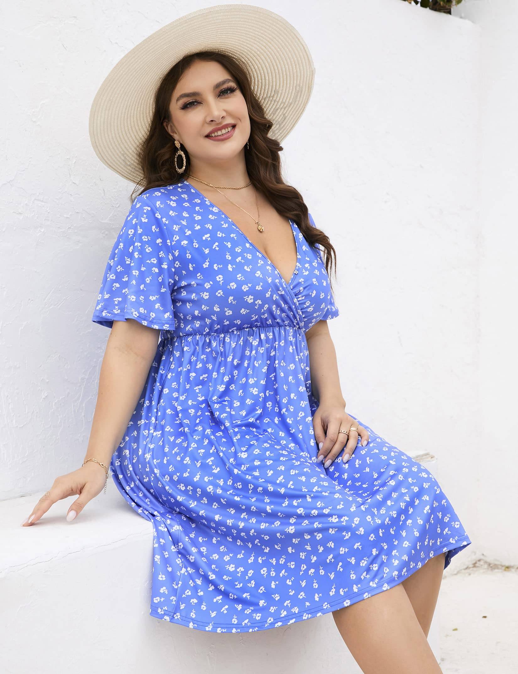 Plus Size Summer Dress Women's A Line Midi Dresses