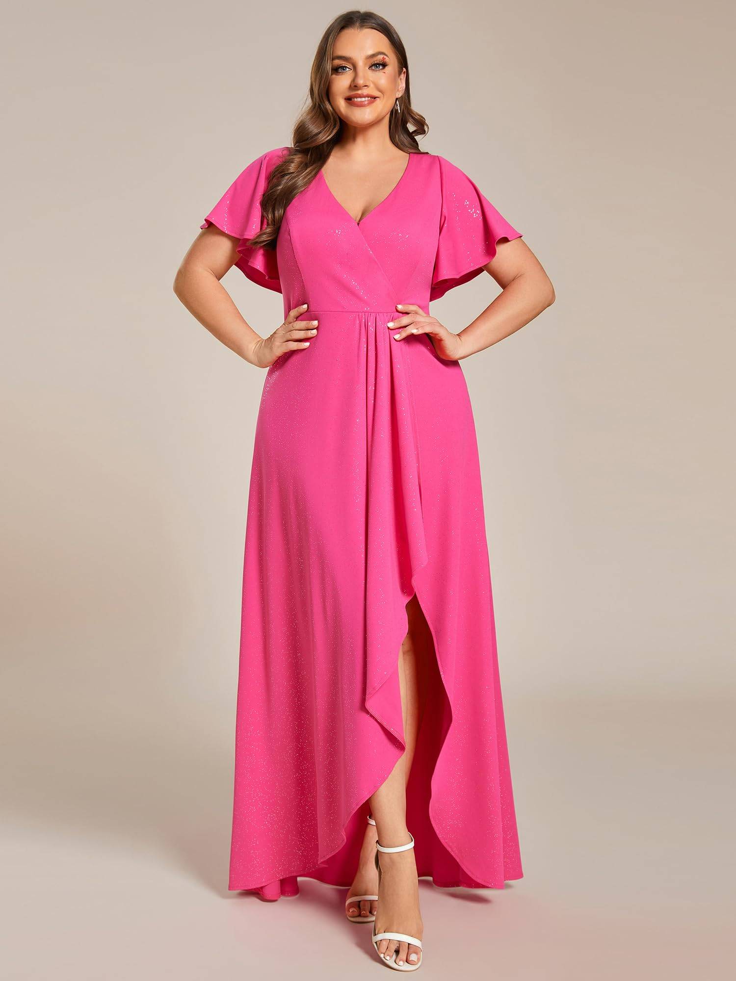 Women's Glitter A-line Plus Size Formal Dresses