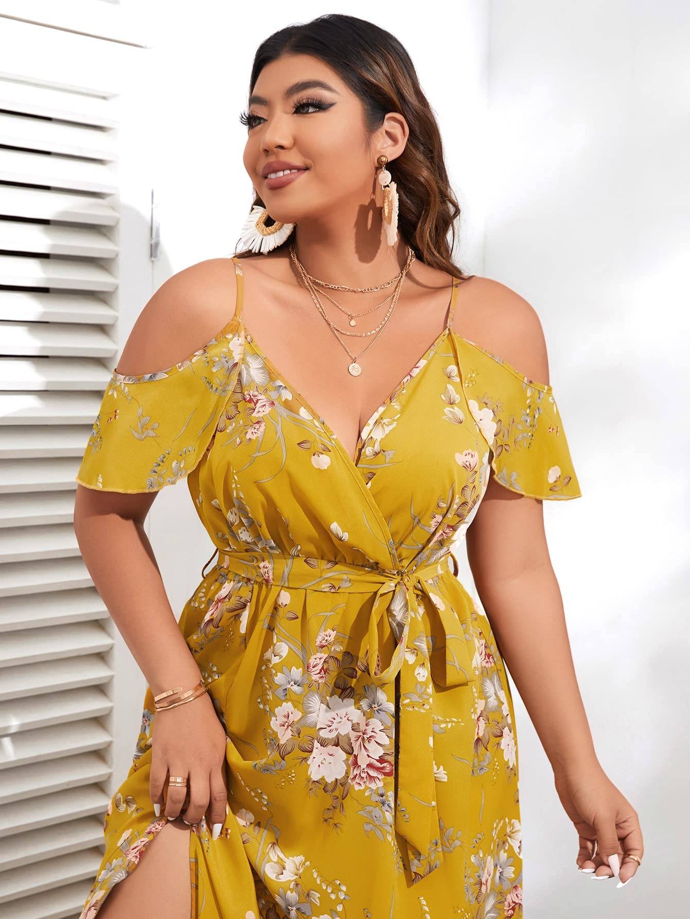 Women's Plus Size Short Sleeve Long Dress