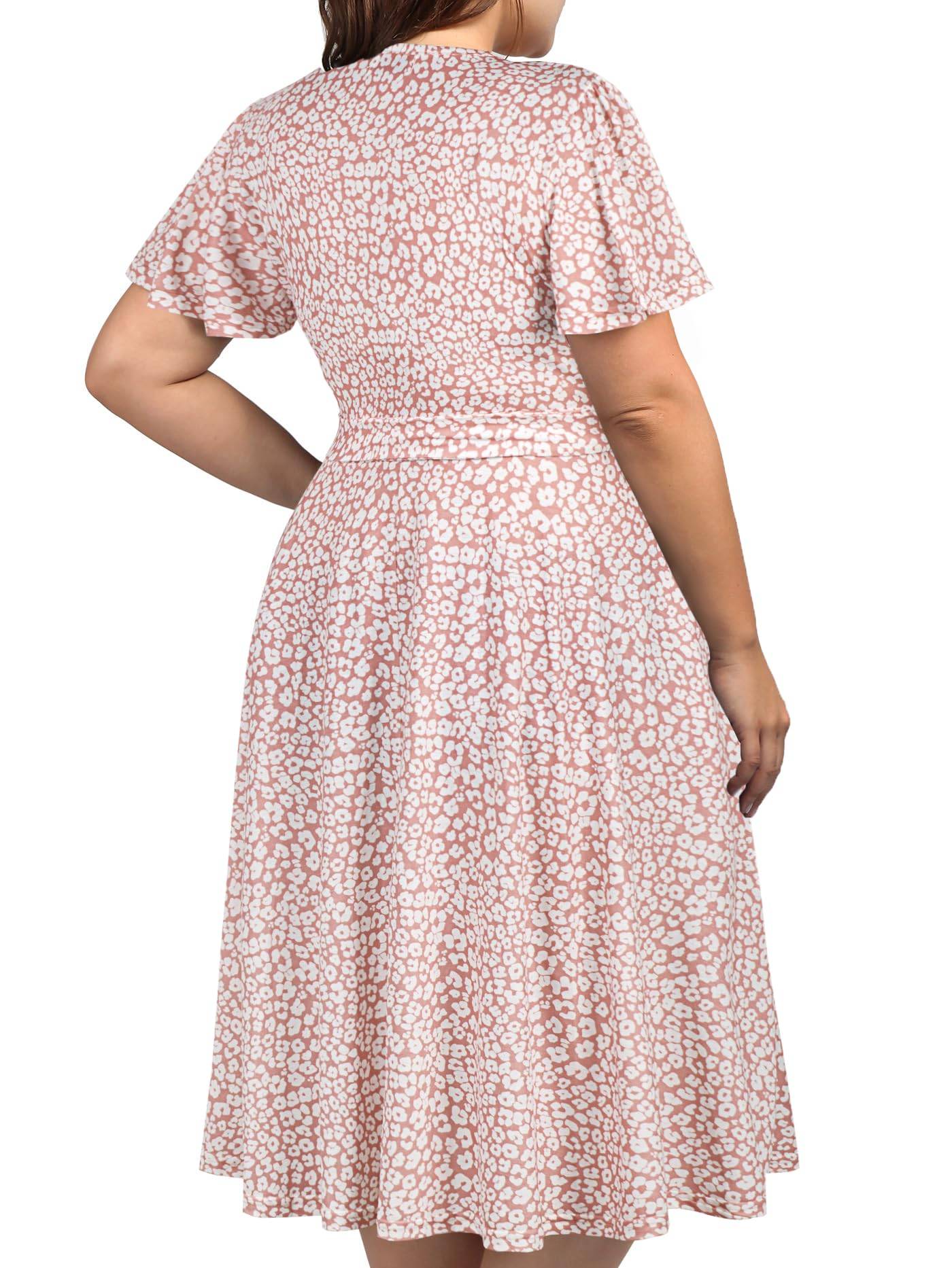 Plus Size Womens V Neck Floral Party Midi Dresses