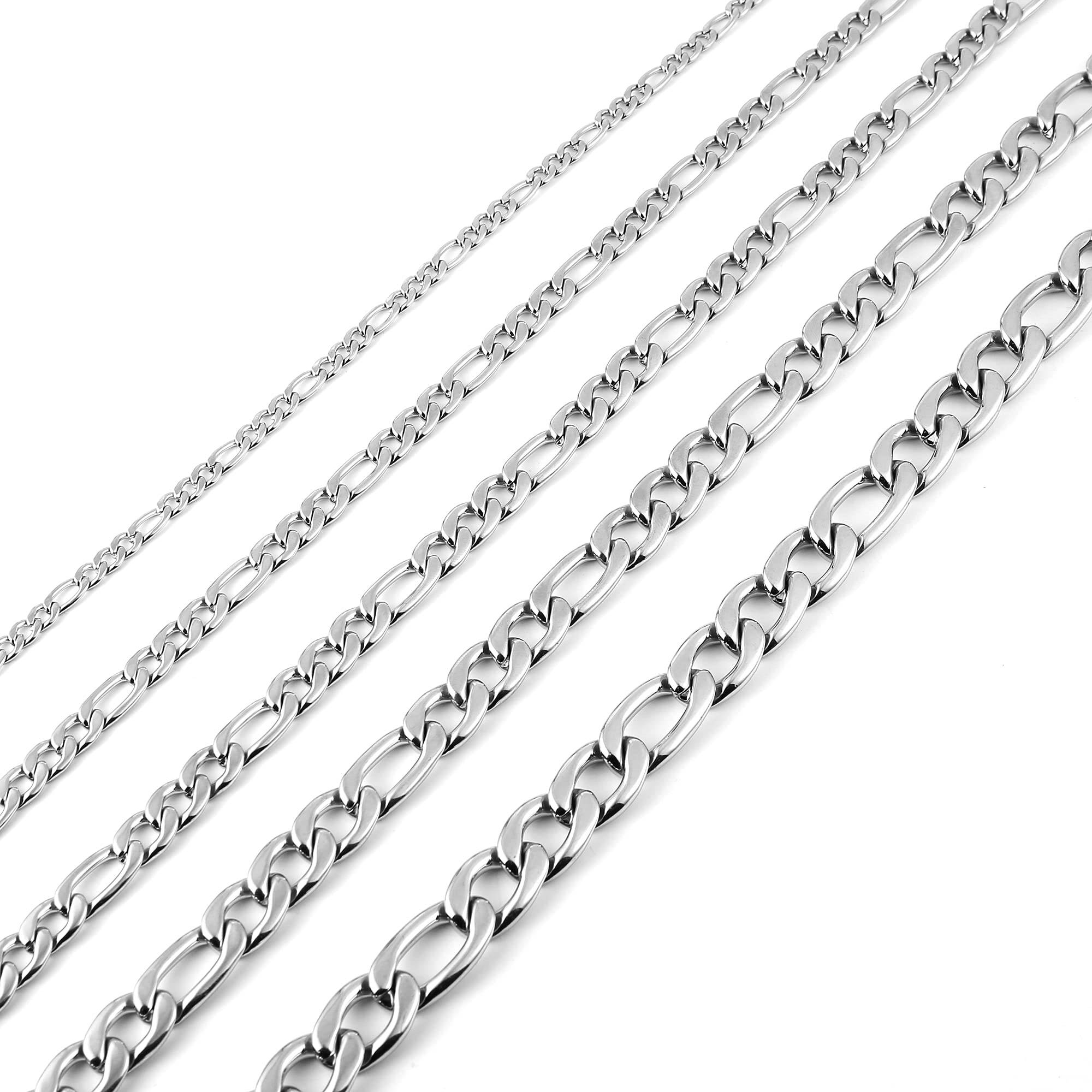 Men 24k Real Gold Plated Chain Stainless Steel Necklace, Wide 3mm 5mm 7mm 9mm