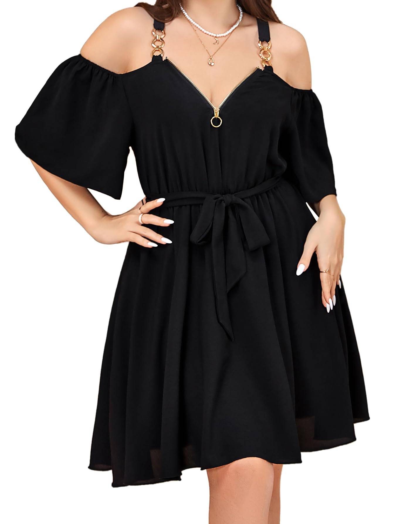 Womens Plus Size Short Sleeve A-Line Mini Dress