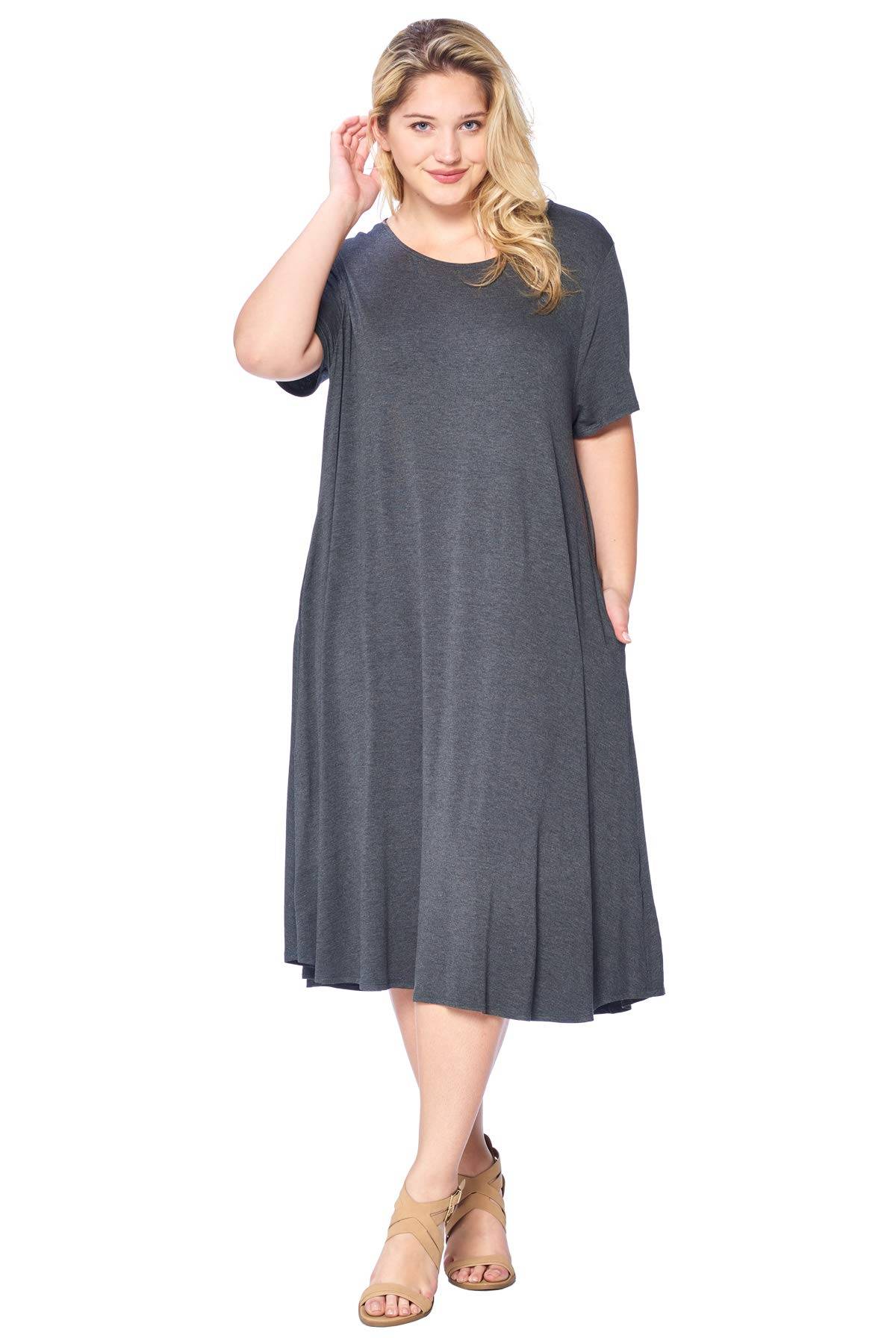 Women's Plus Size A-Line Pocket Midi Dress