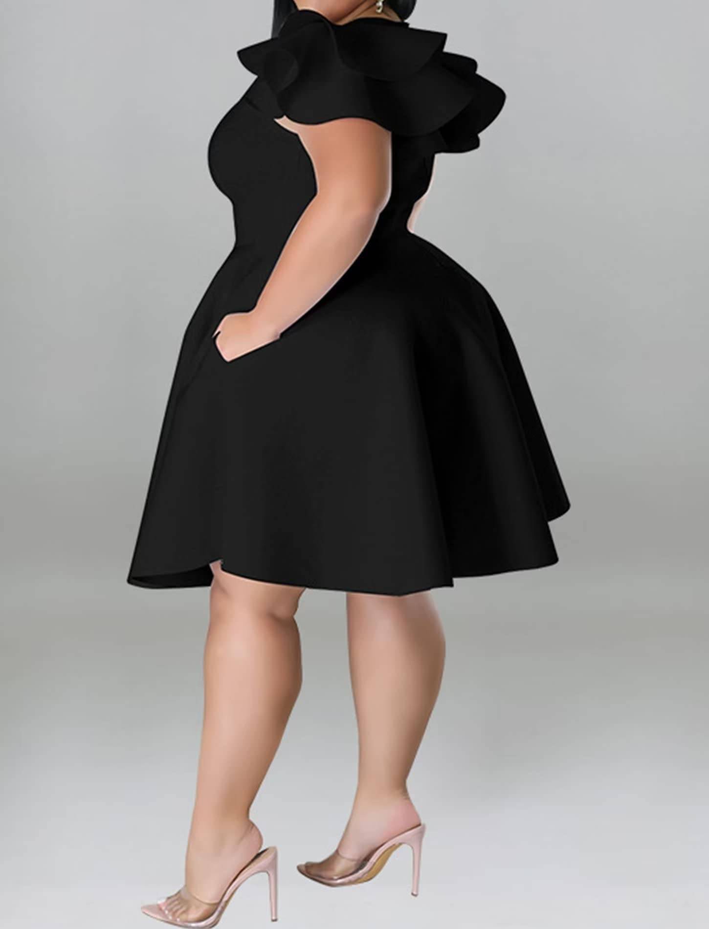 Women's Plus Size A Line Party Dress with Pockets