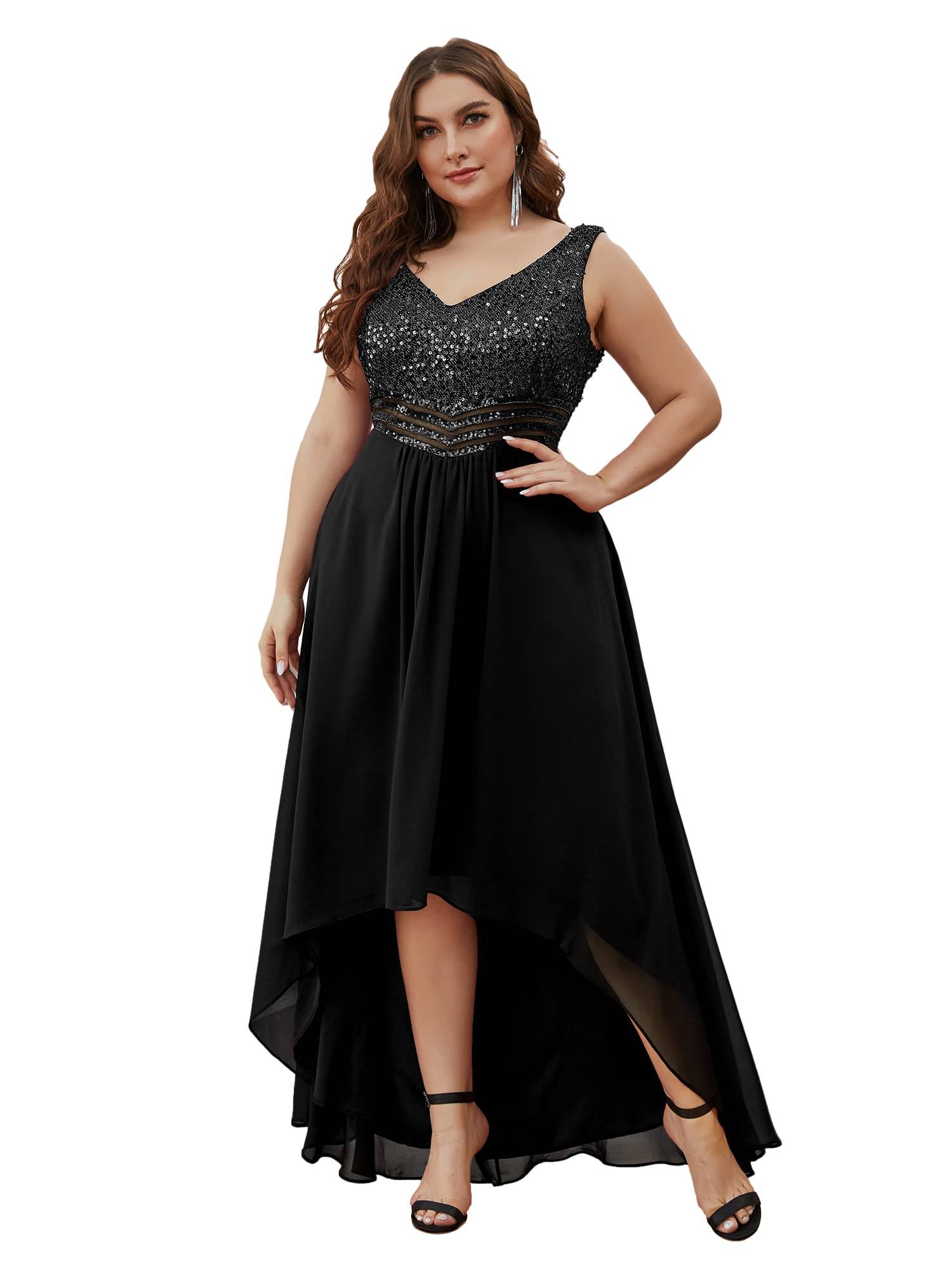 Plus Women V Neck Maxi Formal Party Dress