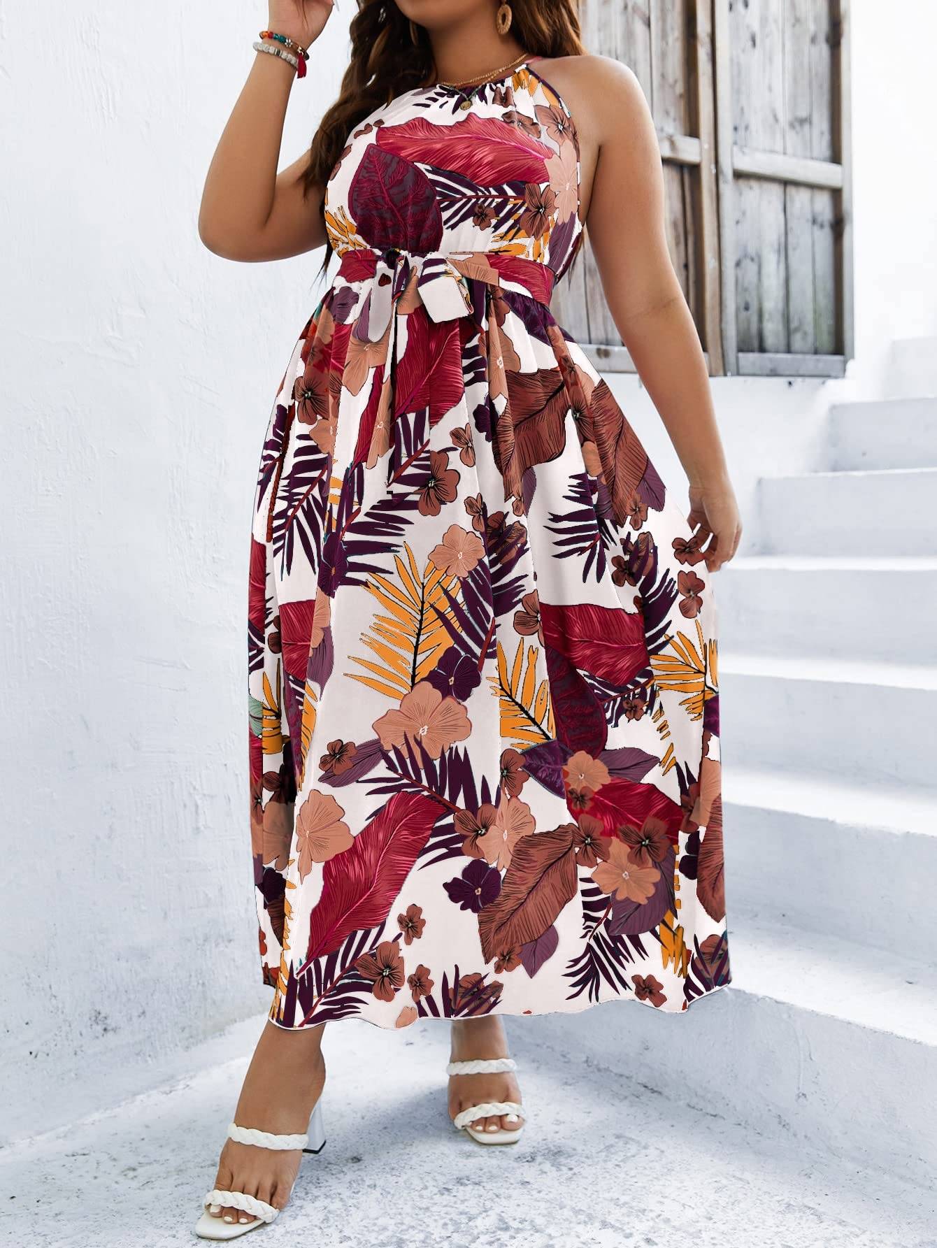 Women's Plus Size Boho A Line Long Dress