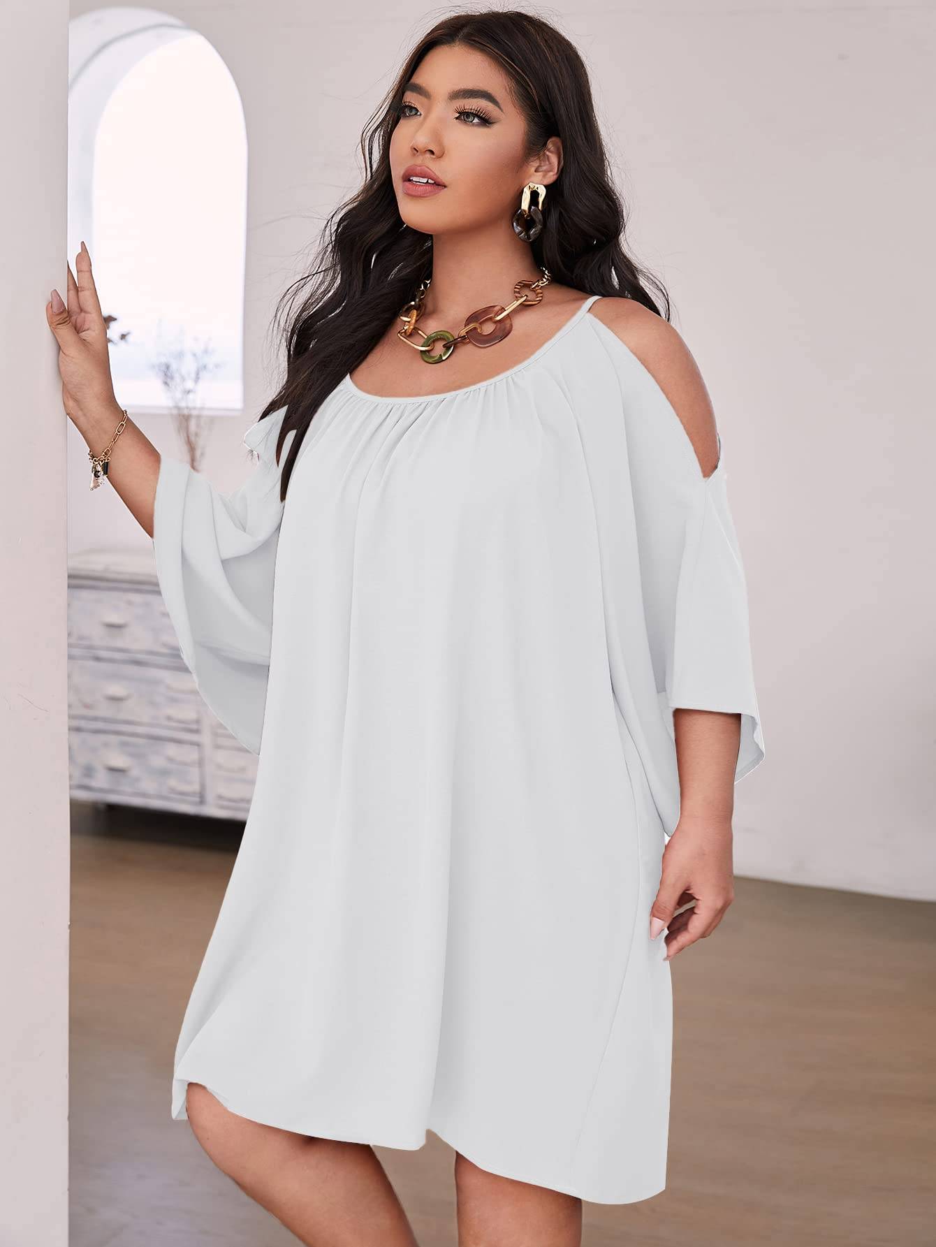 Women Plus Size Summer Dress Cold Short Dresses