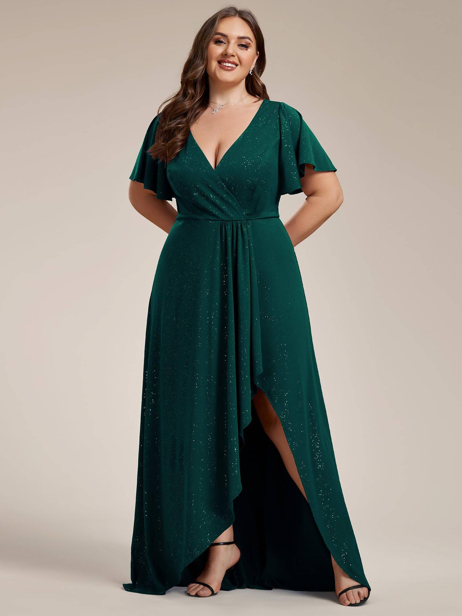 Women's Glitter A-line Plus Size Formal Dresses