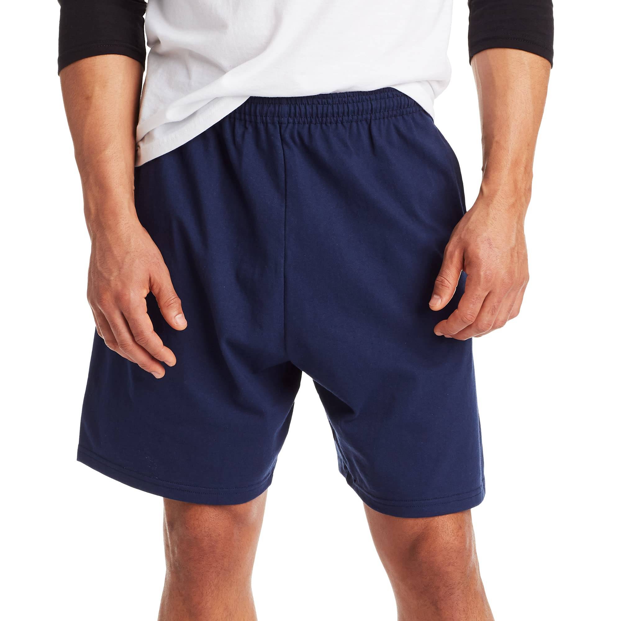 Men's Athletic Shorts, Cotton Shorts, Pull-On Knit Shorts with Pockets, Knit Gym Shorts, 7.5" Inseam