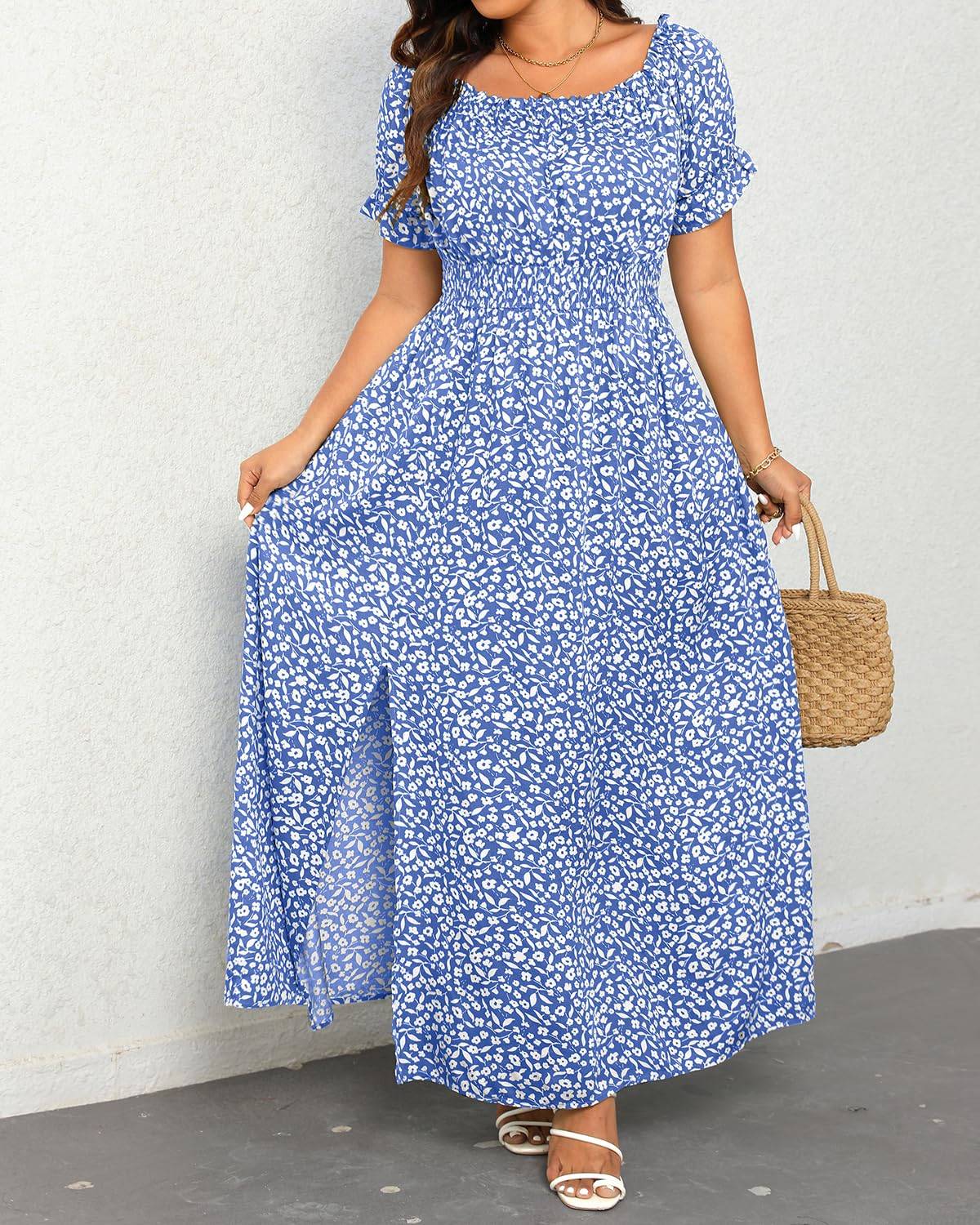 Women's Boho Dress Plus Size Floral Maxi Sundress