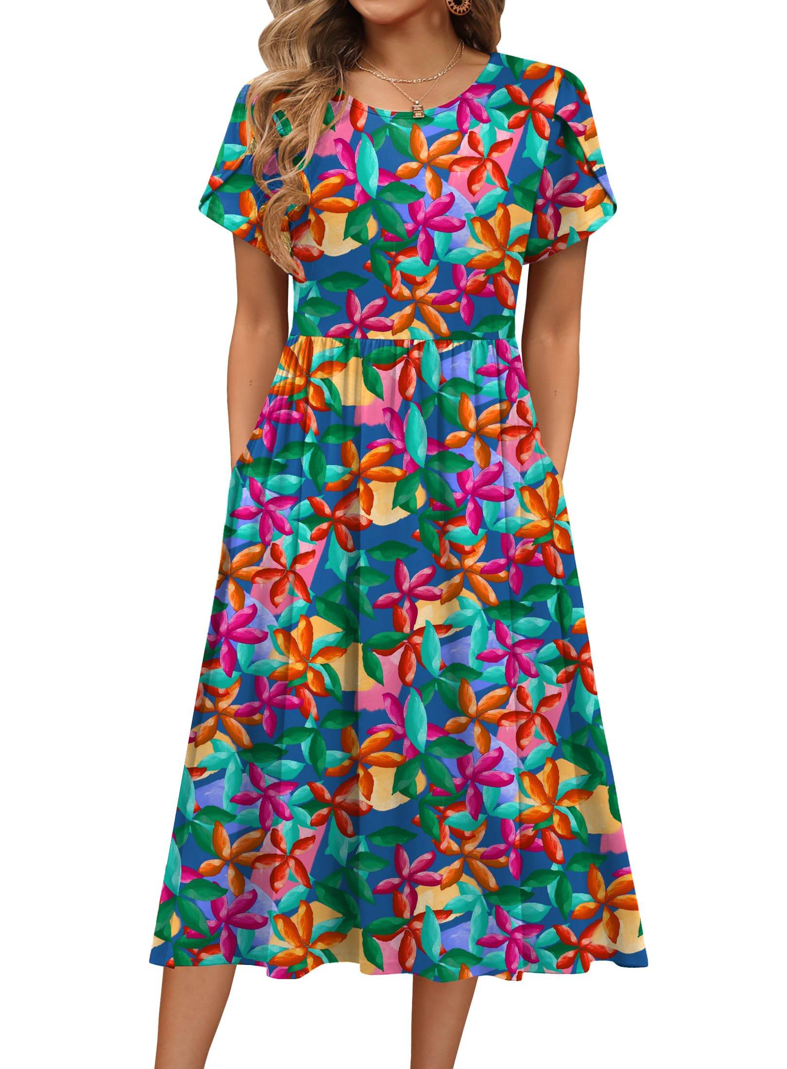 Women's A-Line Midi Dresses Floral Beach Sundress