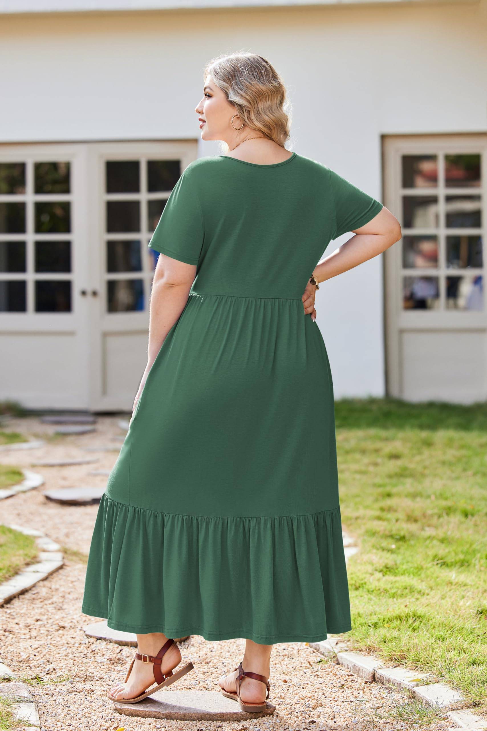 Women Plus Size Long Maxi Dresses with Pockets