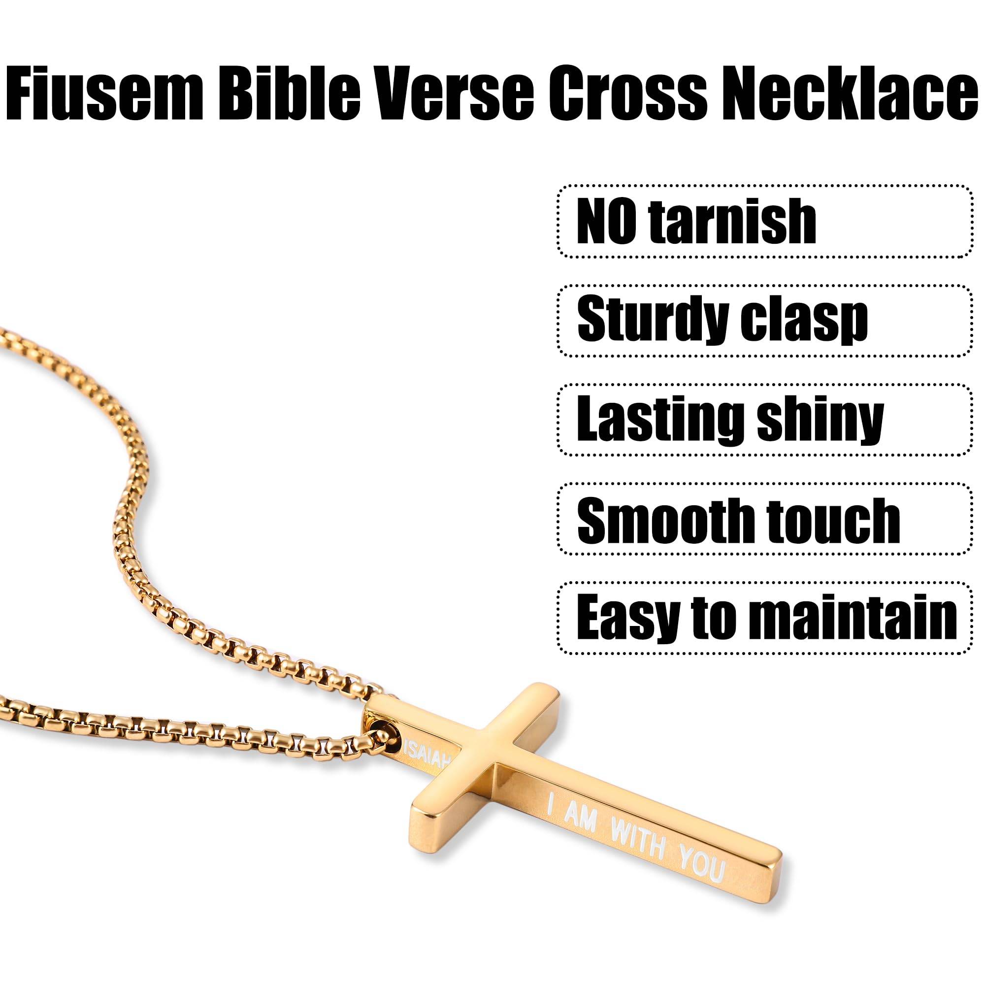 Cross Necklace for Men, Inspirational Bible Verse Cross Chain for Men, 316 Stainless Steel Cross Necklace for Men