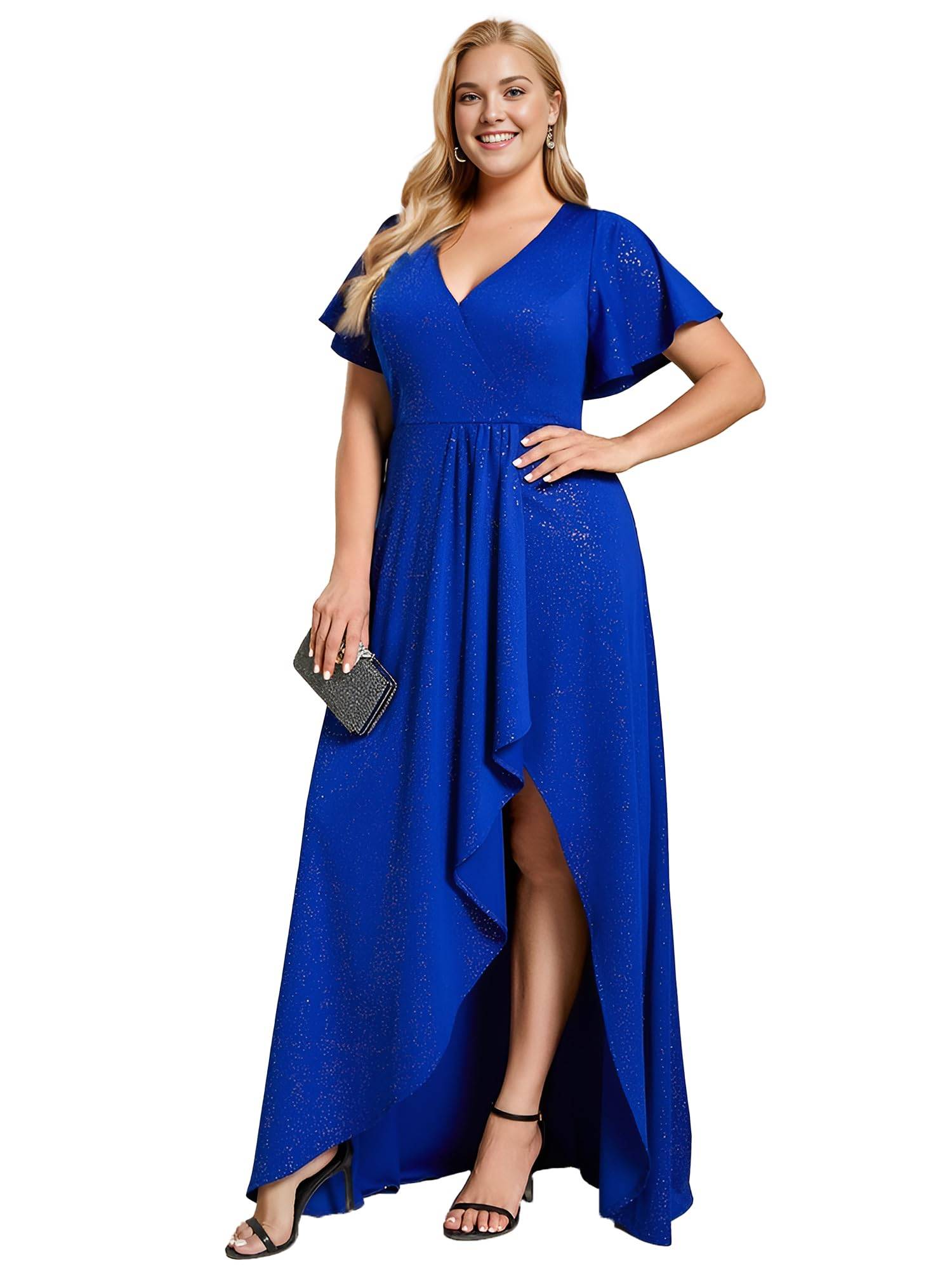 Women's Glitter A-line Plus Size Formal Dresses