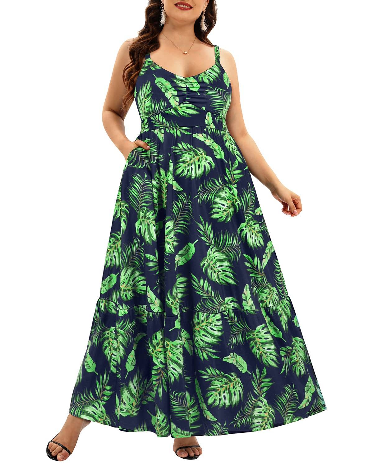 Women's Plus Size Maxi Sun Dress Sundress Pockets