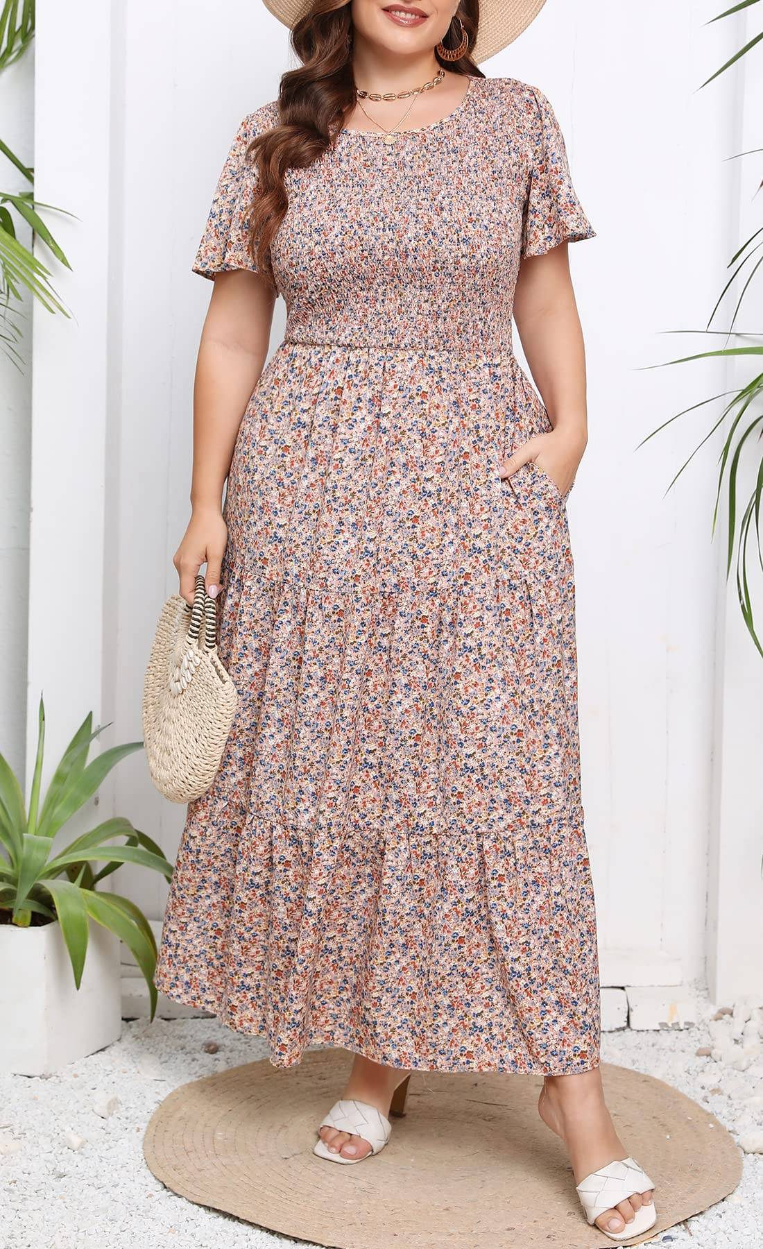 Women's Plus Size Maxi Dress Floral Boho Dress