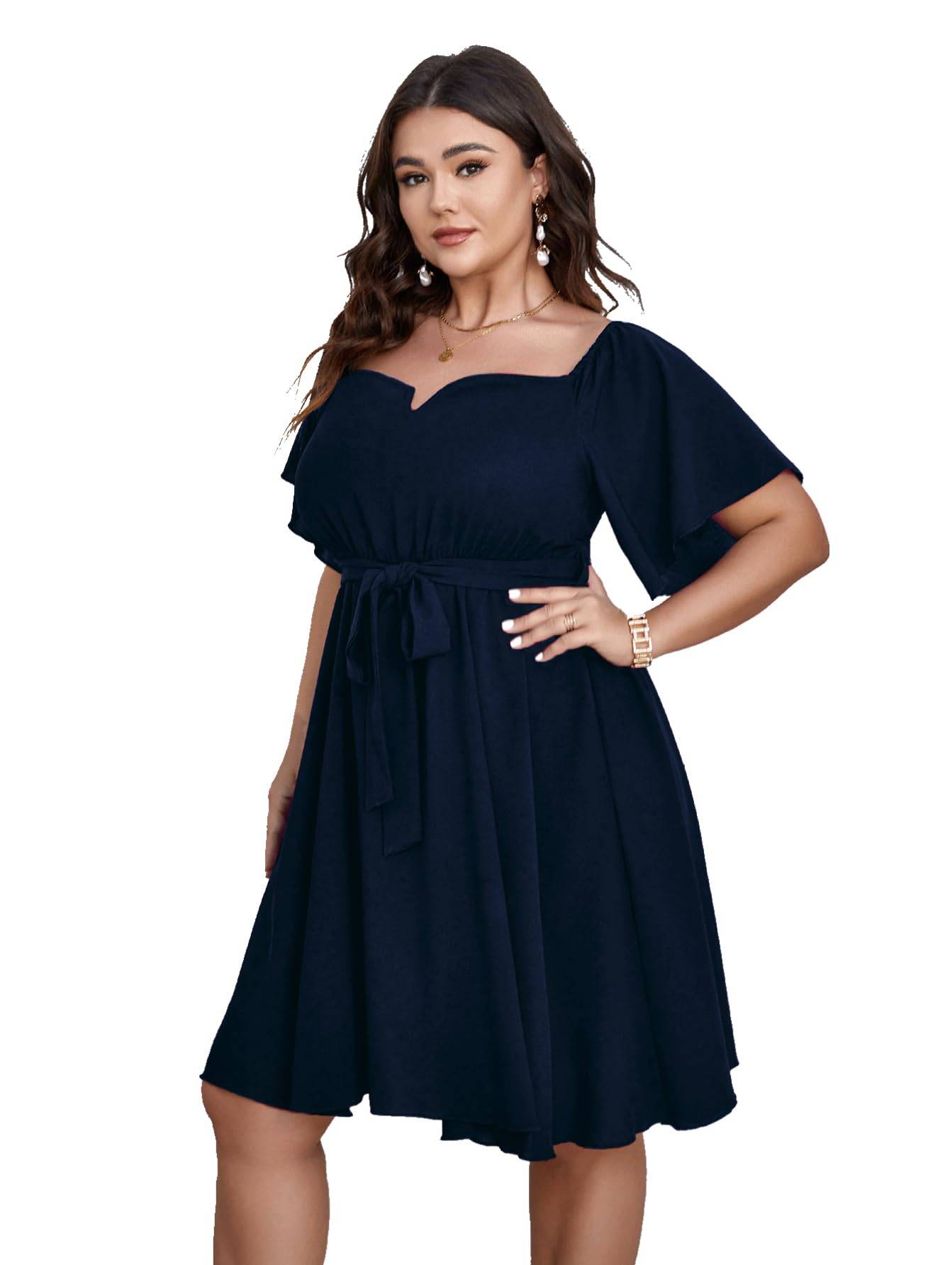 Womens Plus Size Short Sleeve A-Line Mini Dress