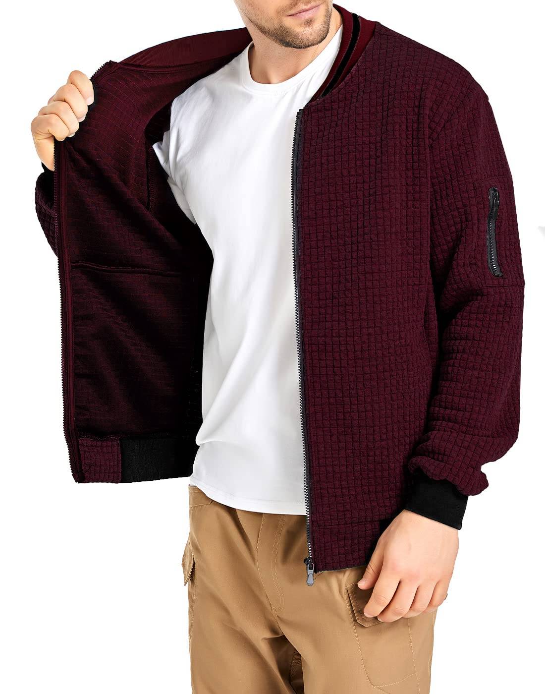 Mens Lightweight Jacket Casual Bomber Jacket Varsity Coat