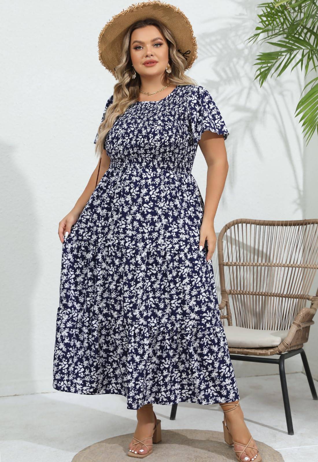 Women's Plus Size Maxi Dress Floral Boho Dress