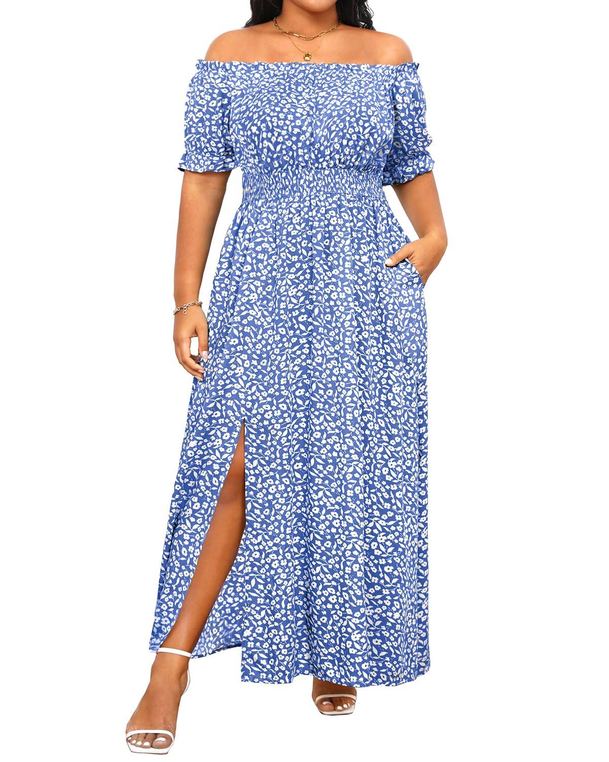 Women's Boho Dress Plus Size Floral Maxi Sundress