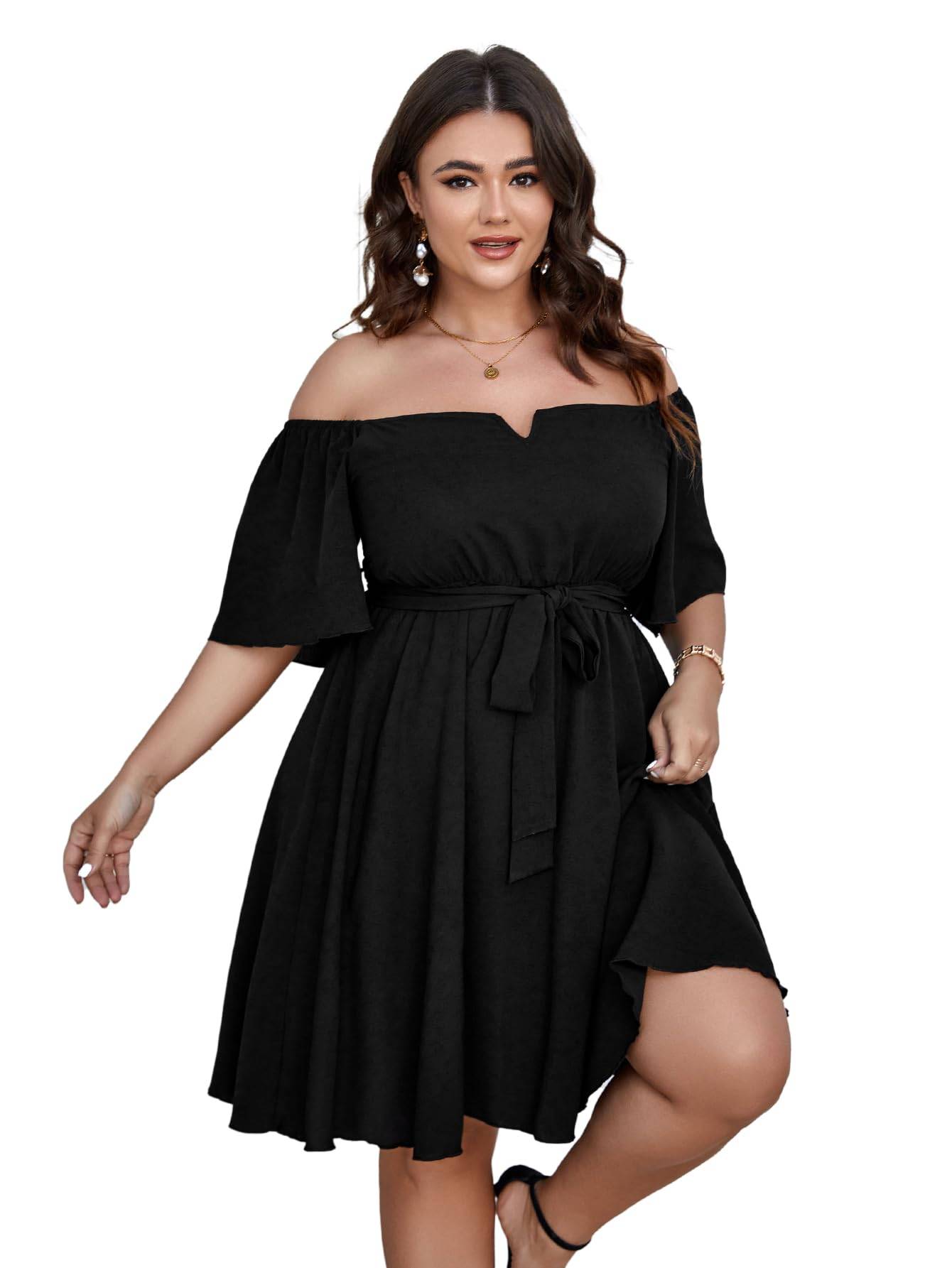 Womens Plus Size Short Sleeve A-Line Mini Dress